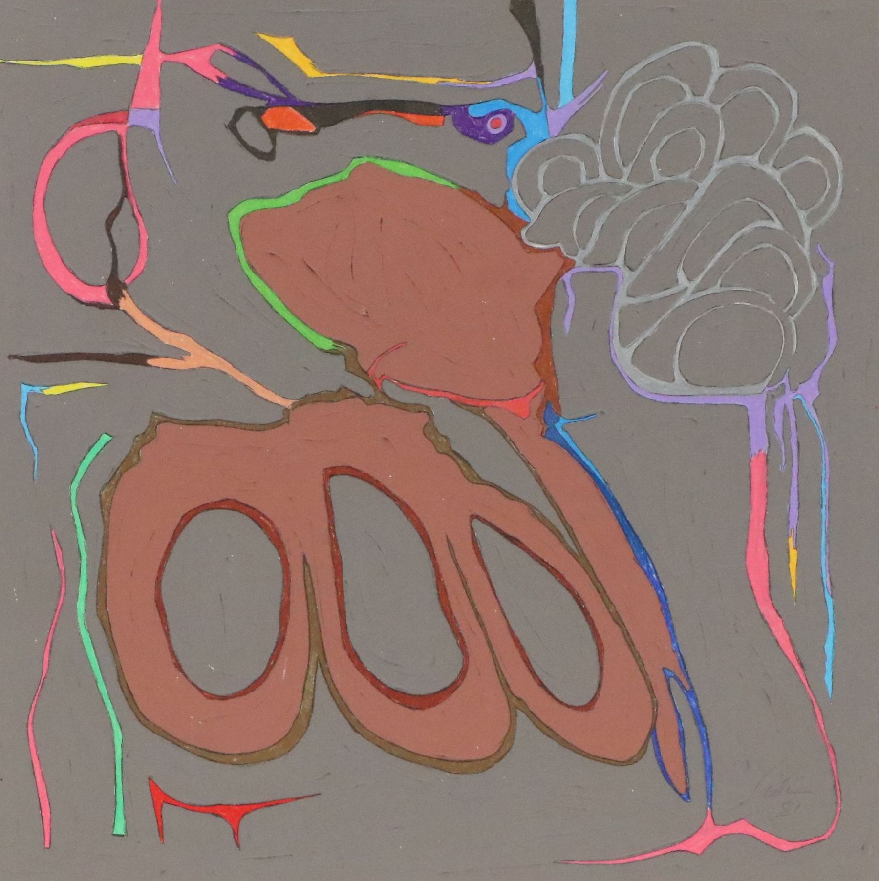 Harry Hilson Mixed Media Painting, 1981