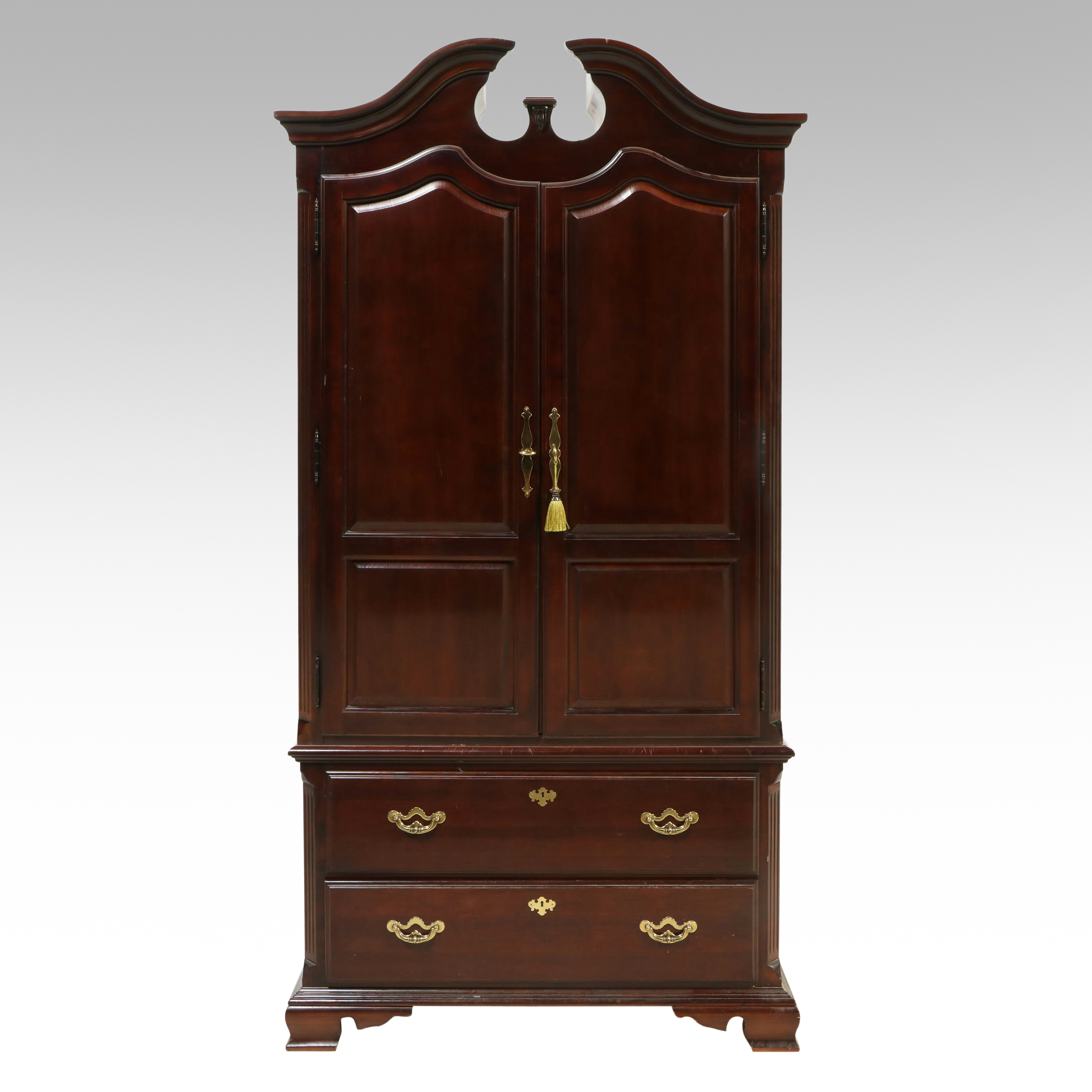 Thomasville Chippendale Style Two-Piece Armoire, Late 20th Century