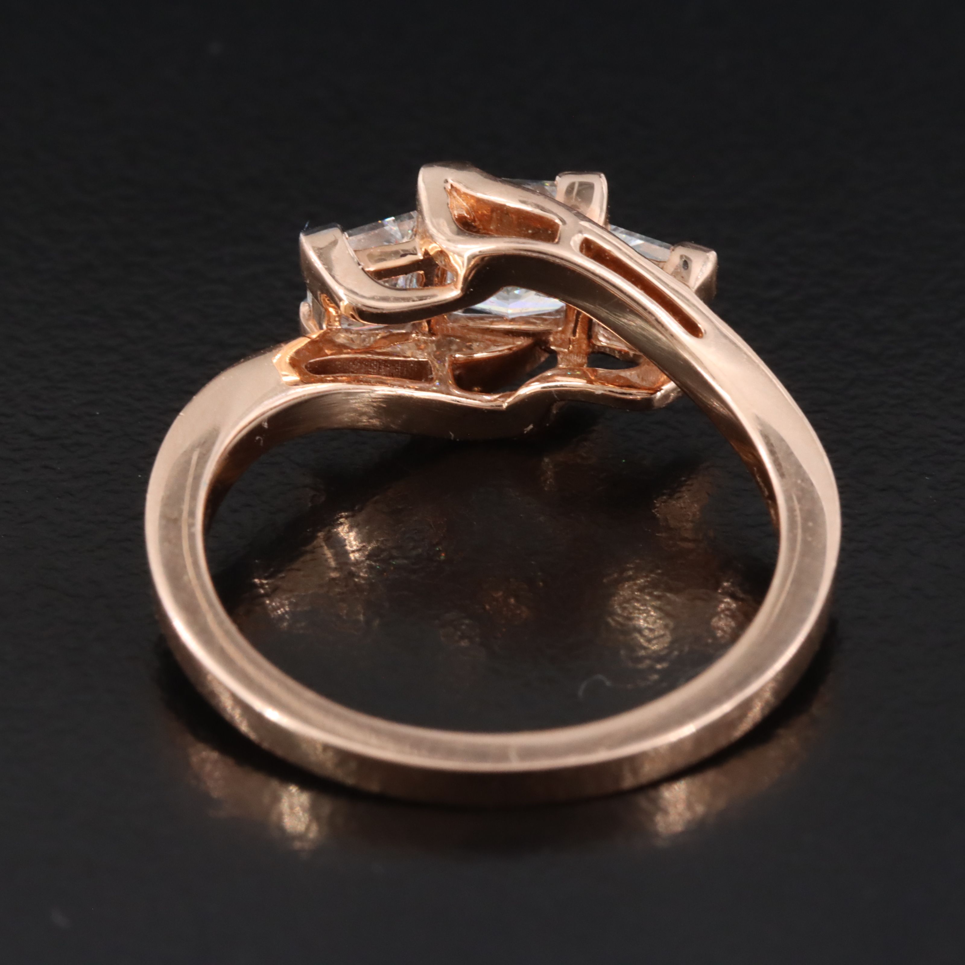 14K Rose Gold 1.57 CTW Lab Grown Diamond Three Stone Bypass Ring
