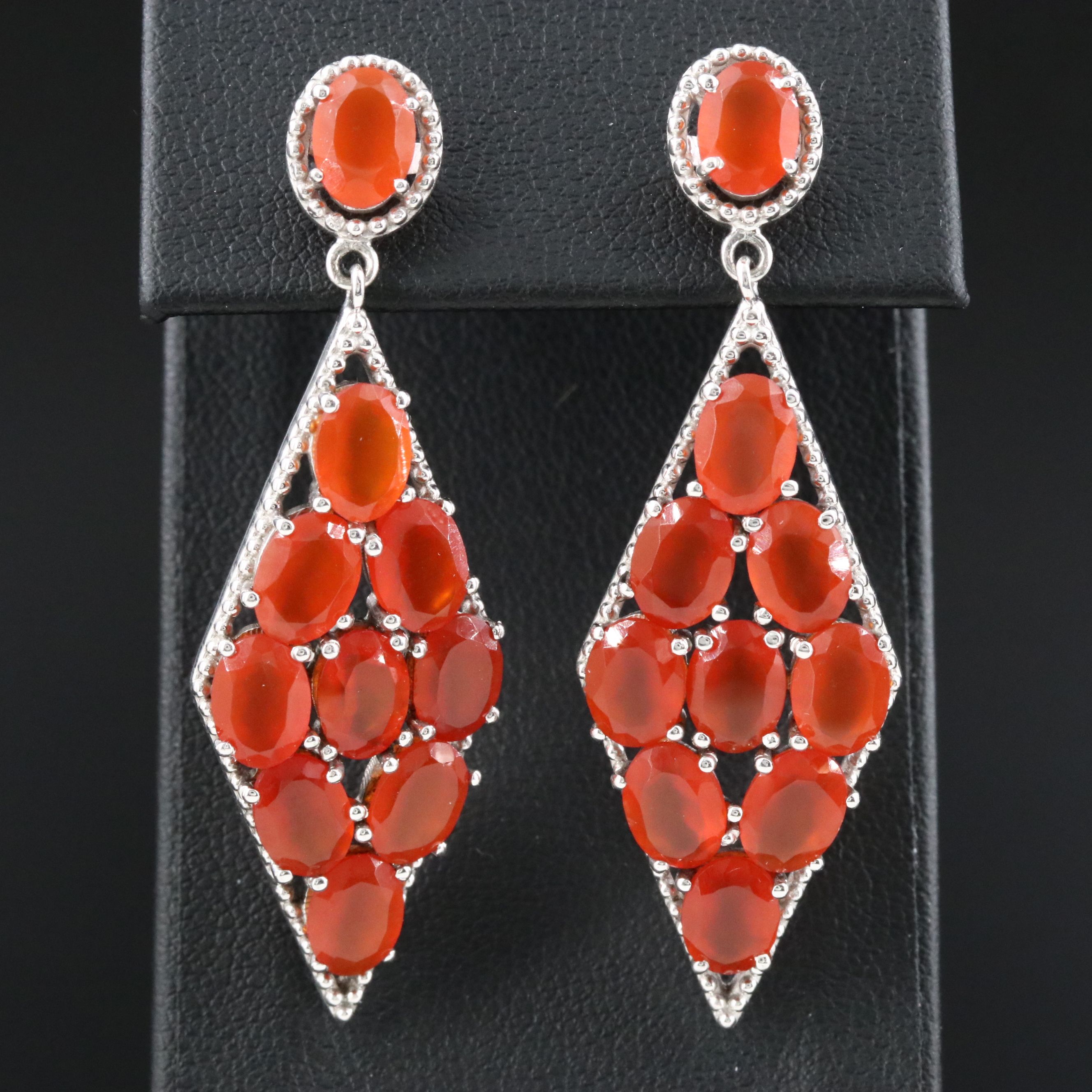 Sterling Carnelian Navette Earrings