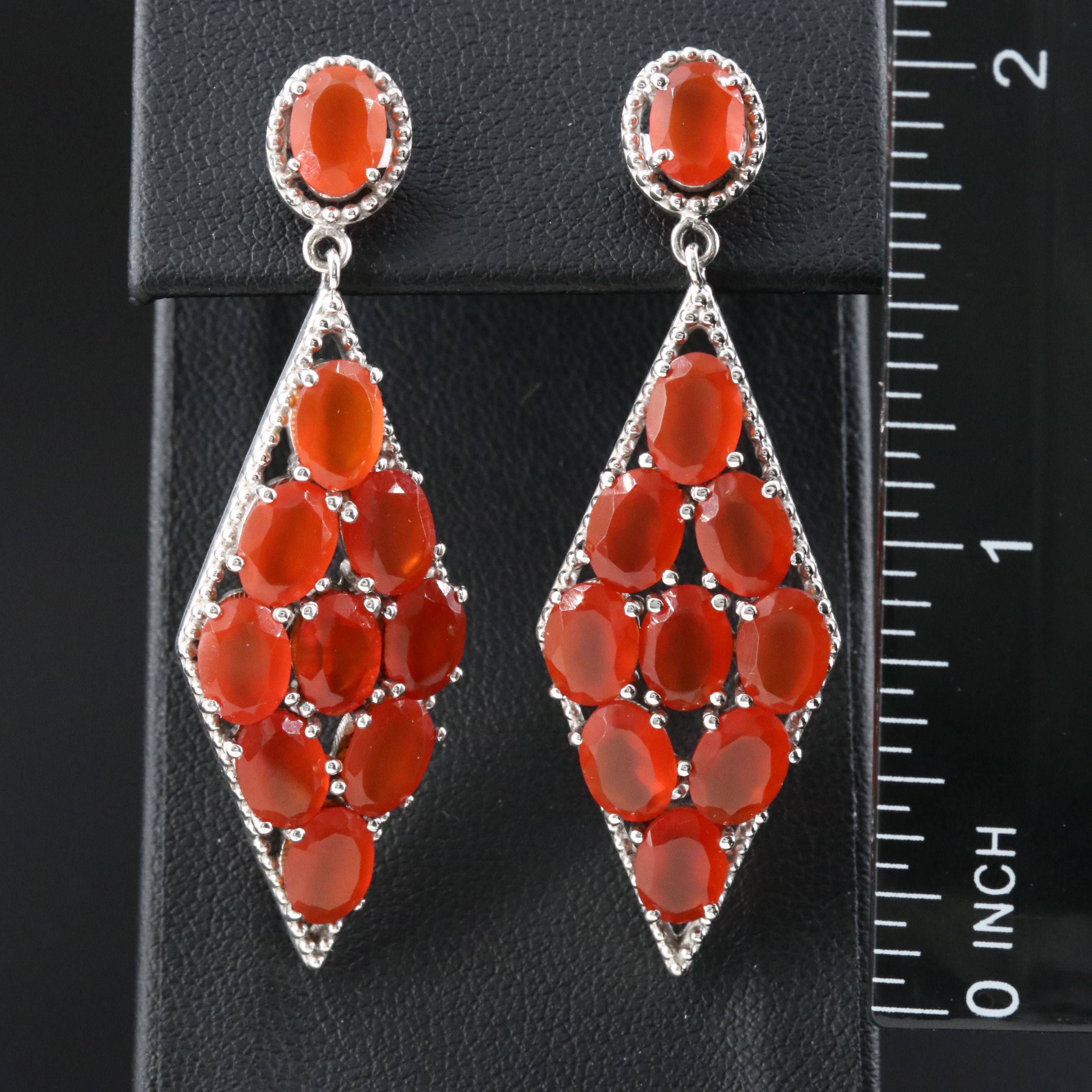 Sterling Carnelian Navette Earrings