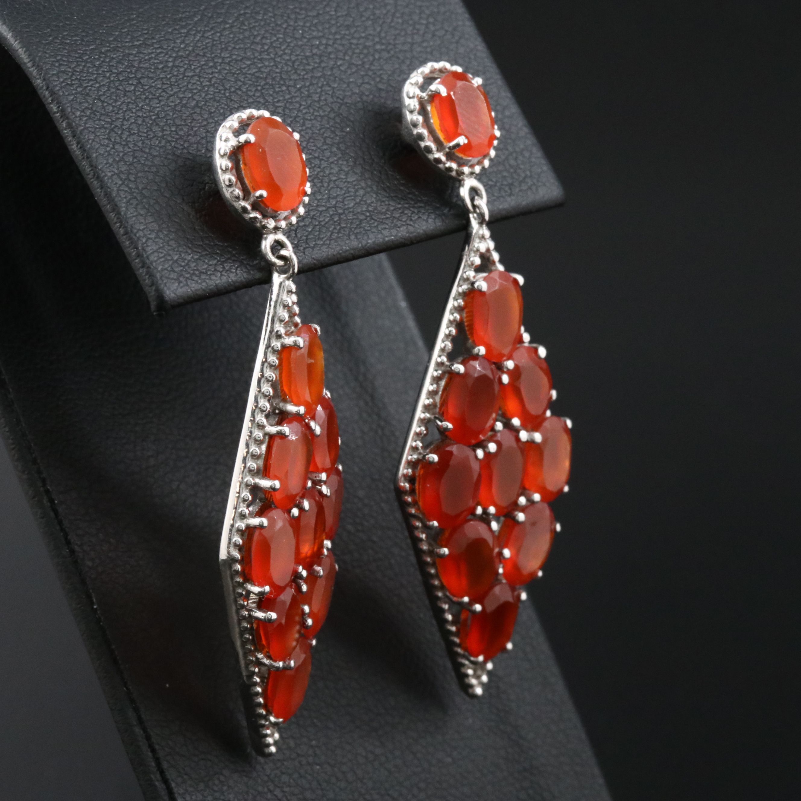 Sterling Carnelian Navette Earrings