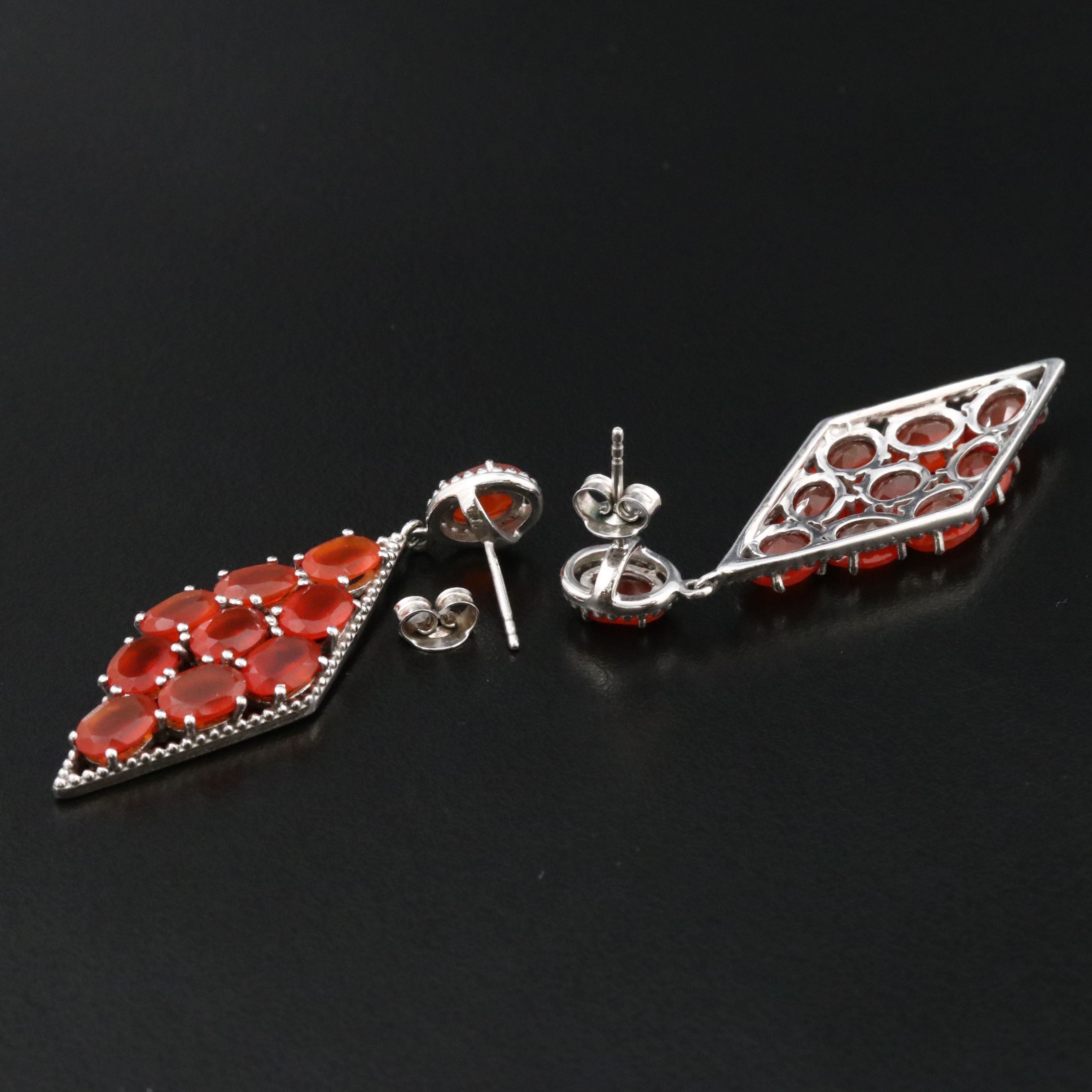 Sterling Carnelian Navette Earrings