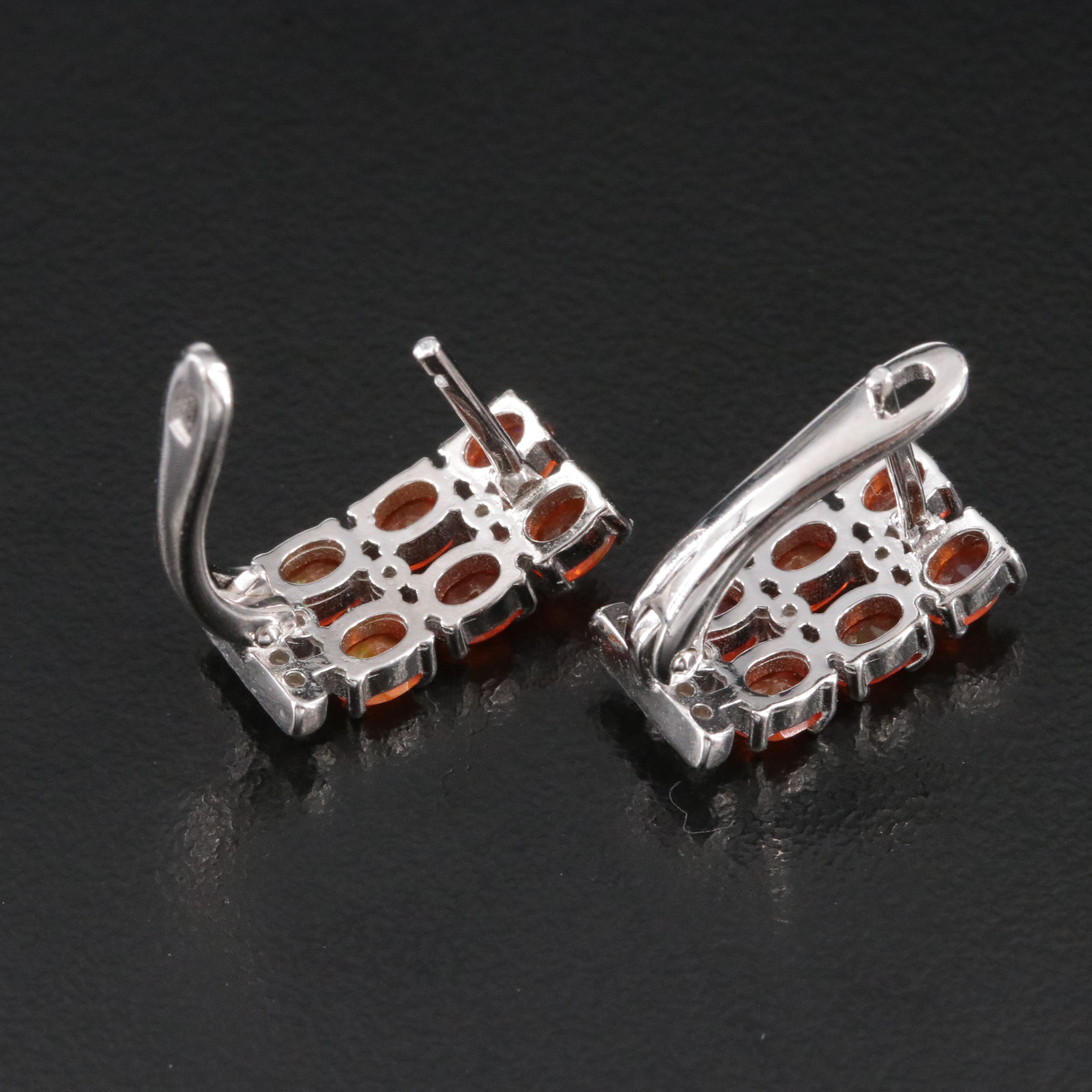 Sterling Fire Opal and CZ Earrings