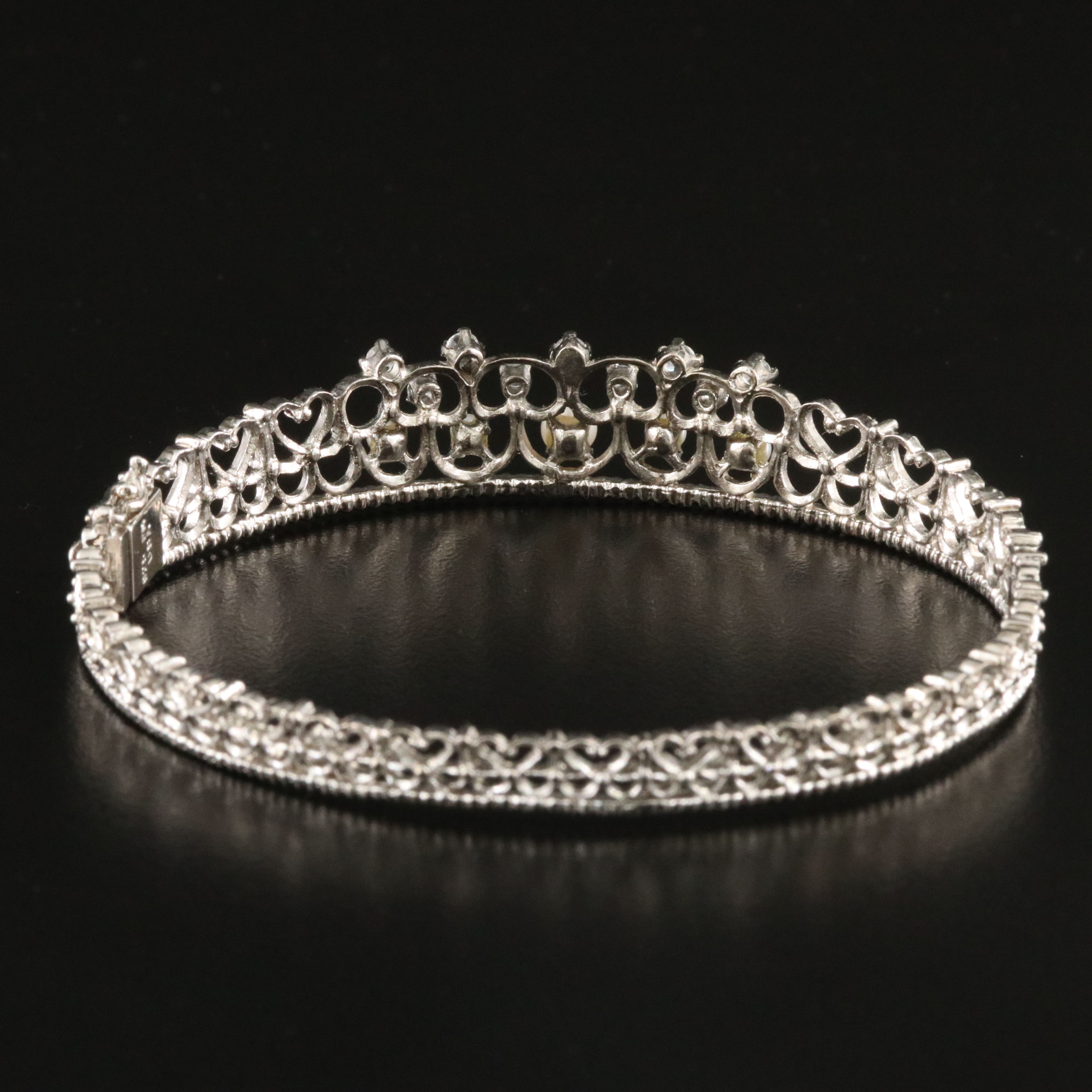 Sterling White Sapphire and Pearl Tiara  Bangle