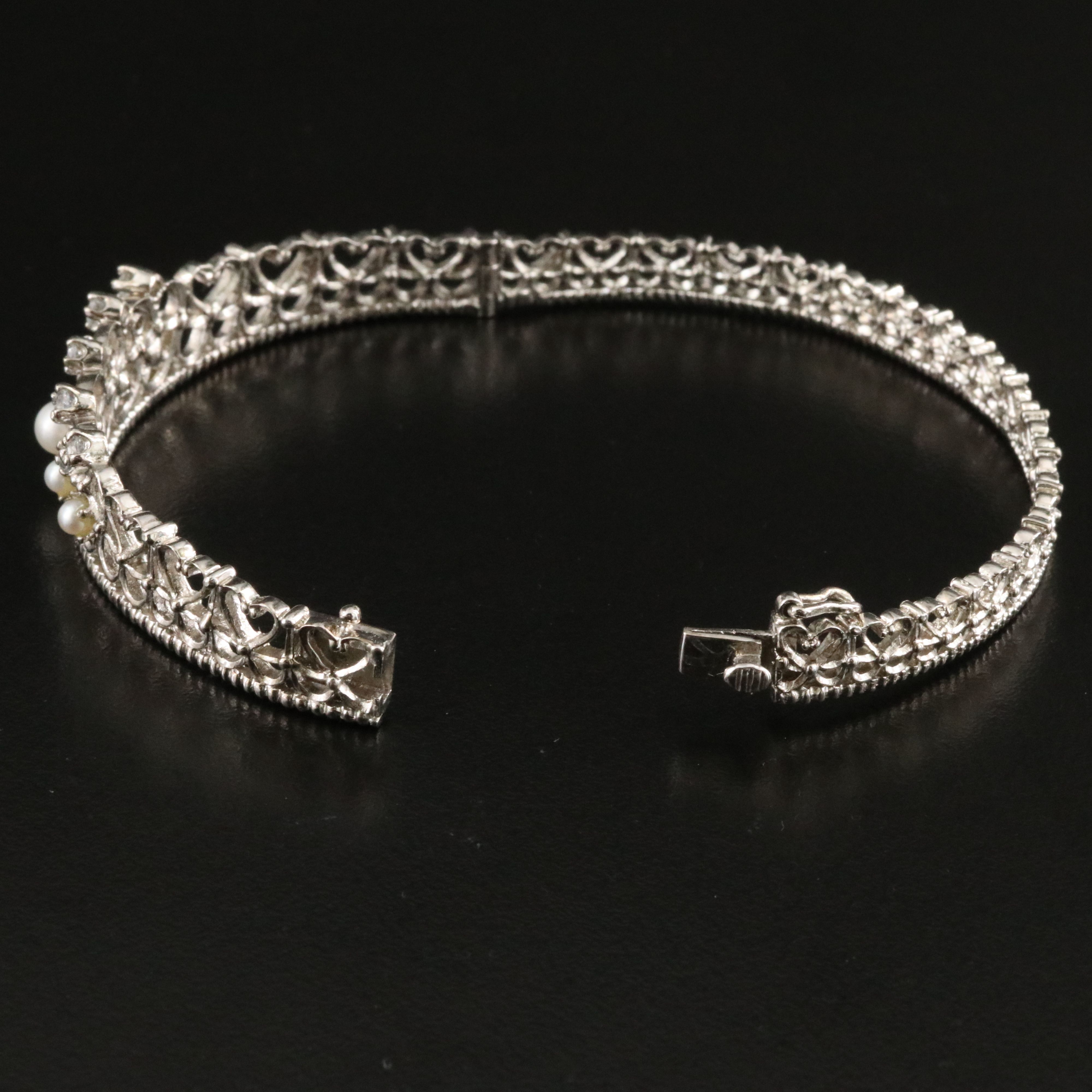 Sterling White Sapphire and Pearl Tiara  Bangle