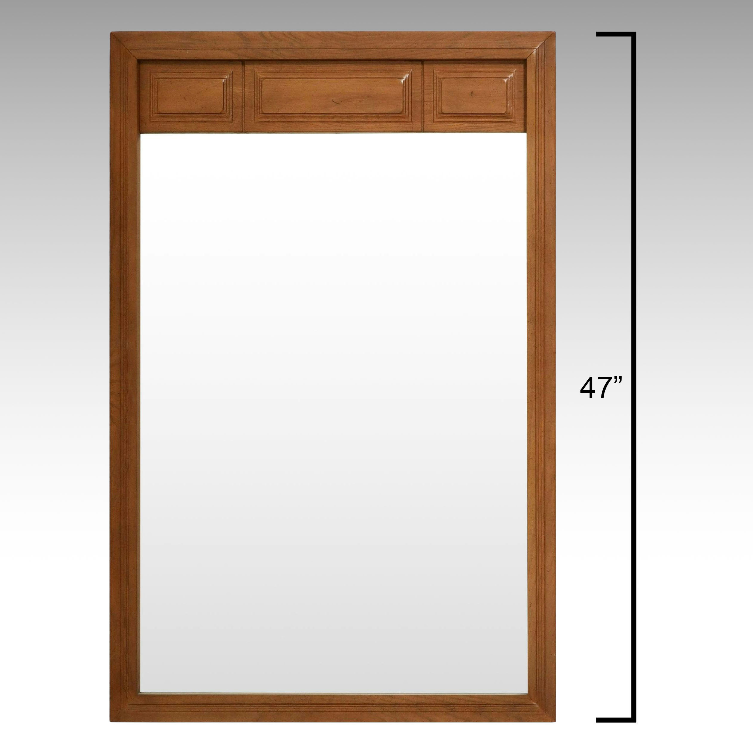 Mid Century Brutalist Style Pecan Finish Wall Mirror