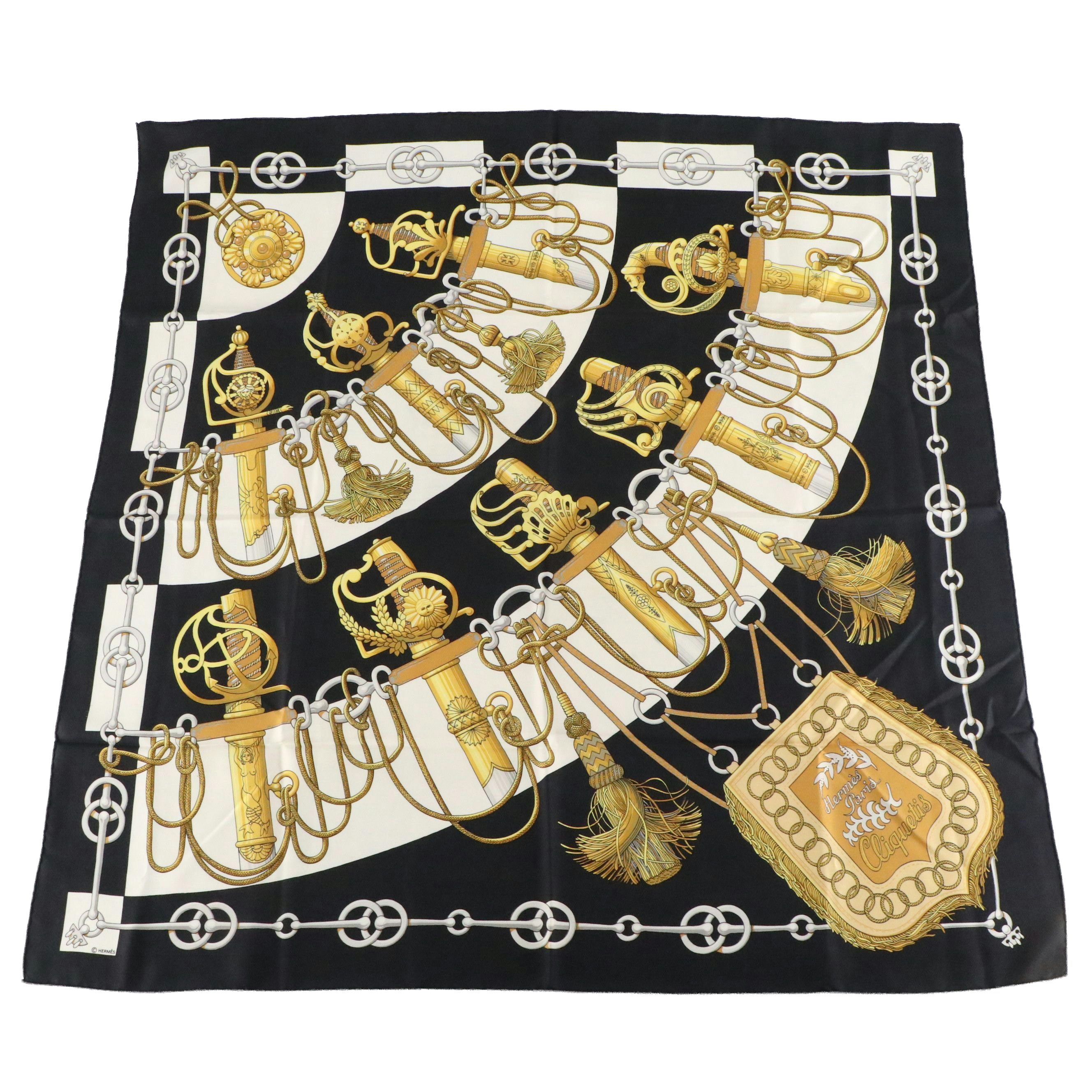 Hermès "Cliquetis" Silk Twill Scarf 90