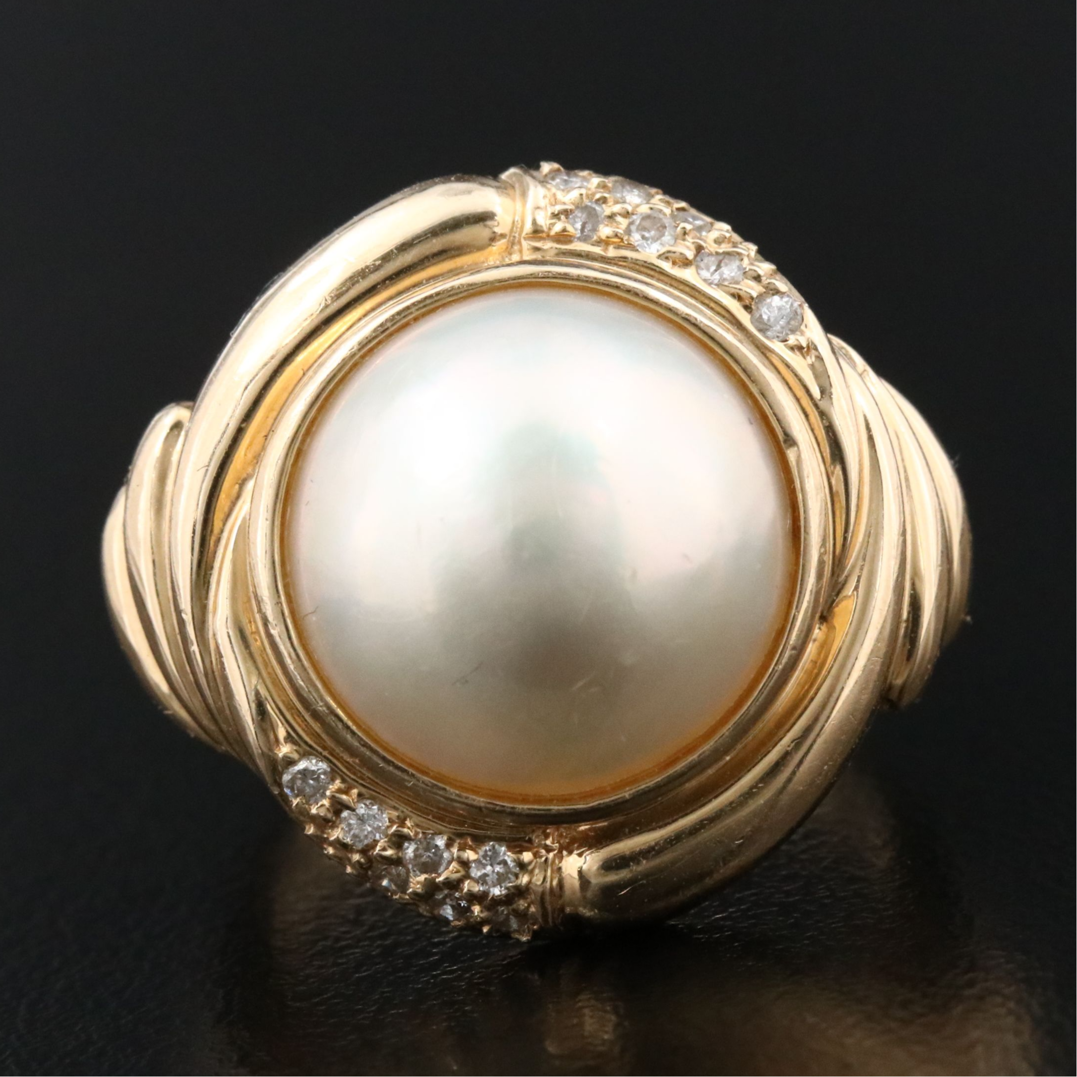 14K Pearl and Diamond Ring