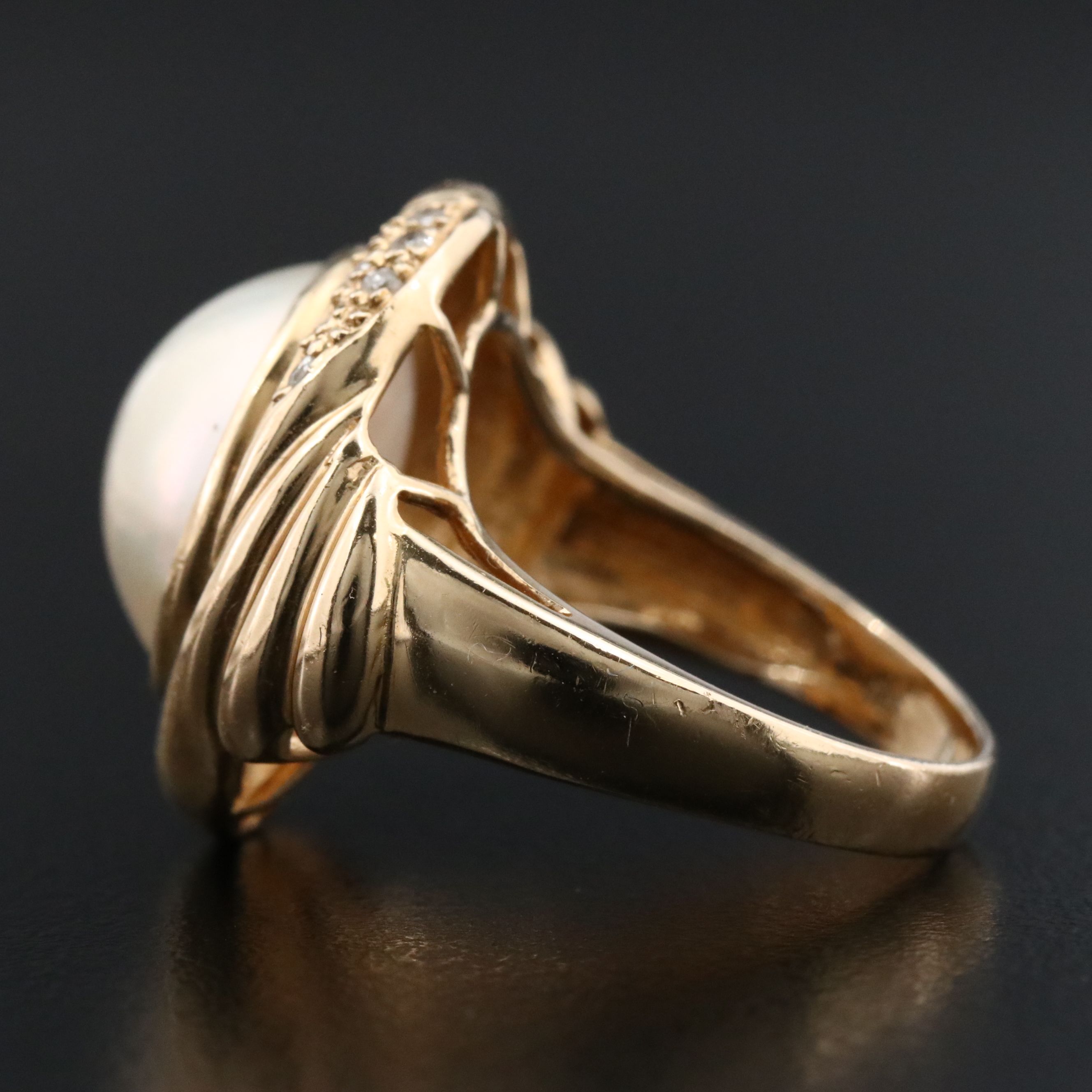 14K Pearl and Diamond Ring
