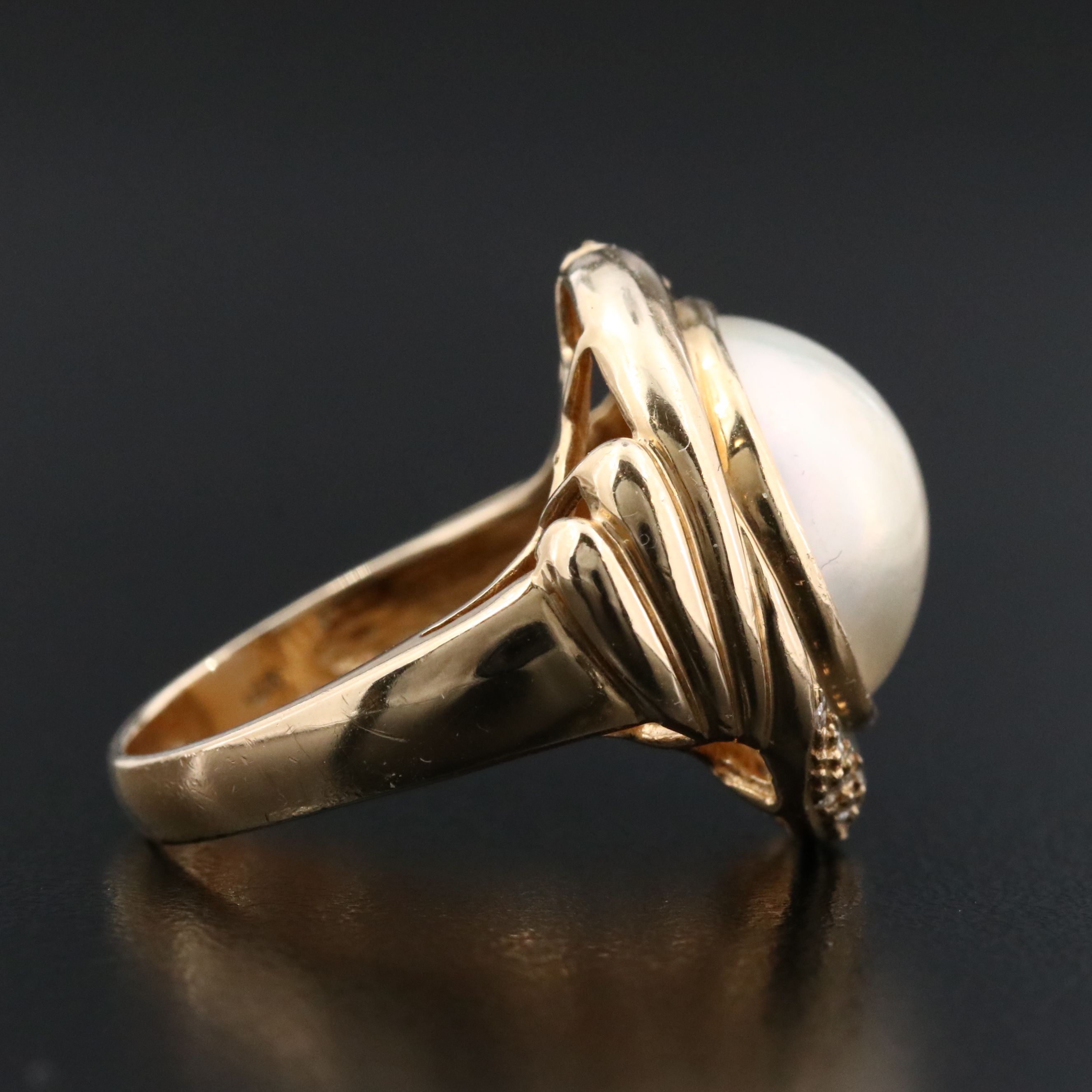 14K Pearl and Diamond Ring