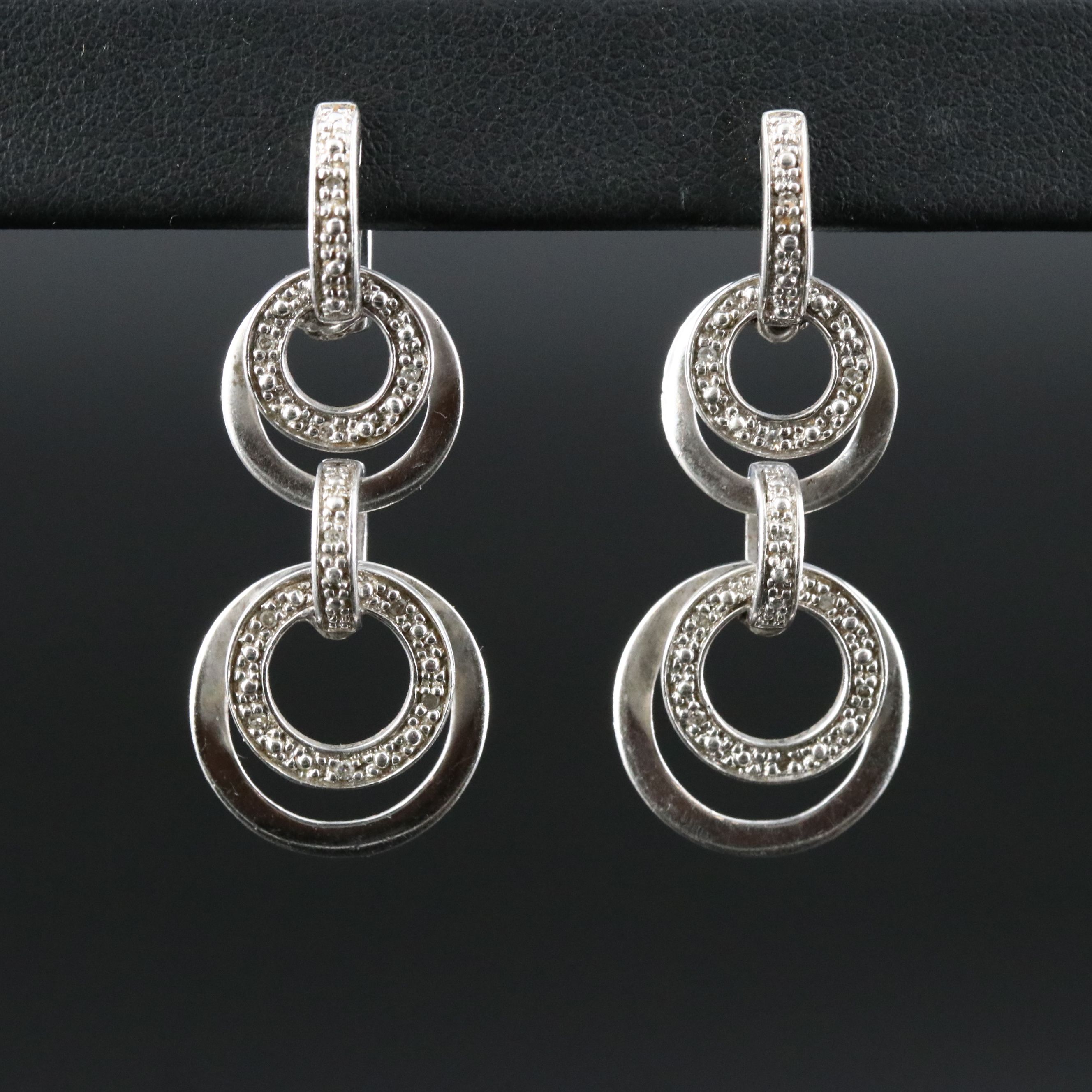Sterling Diamond Circle Earrings