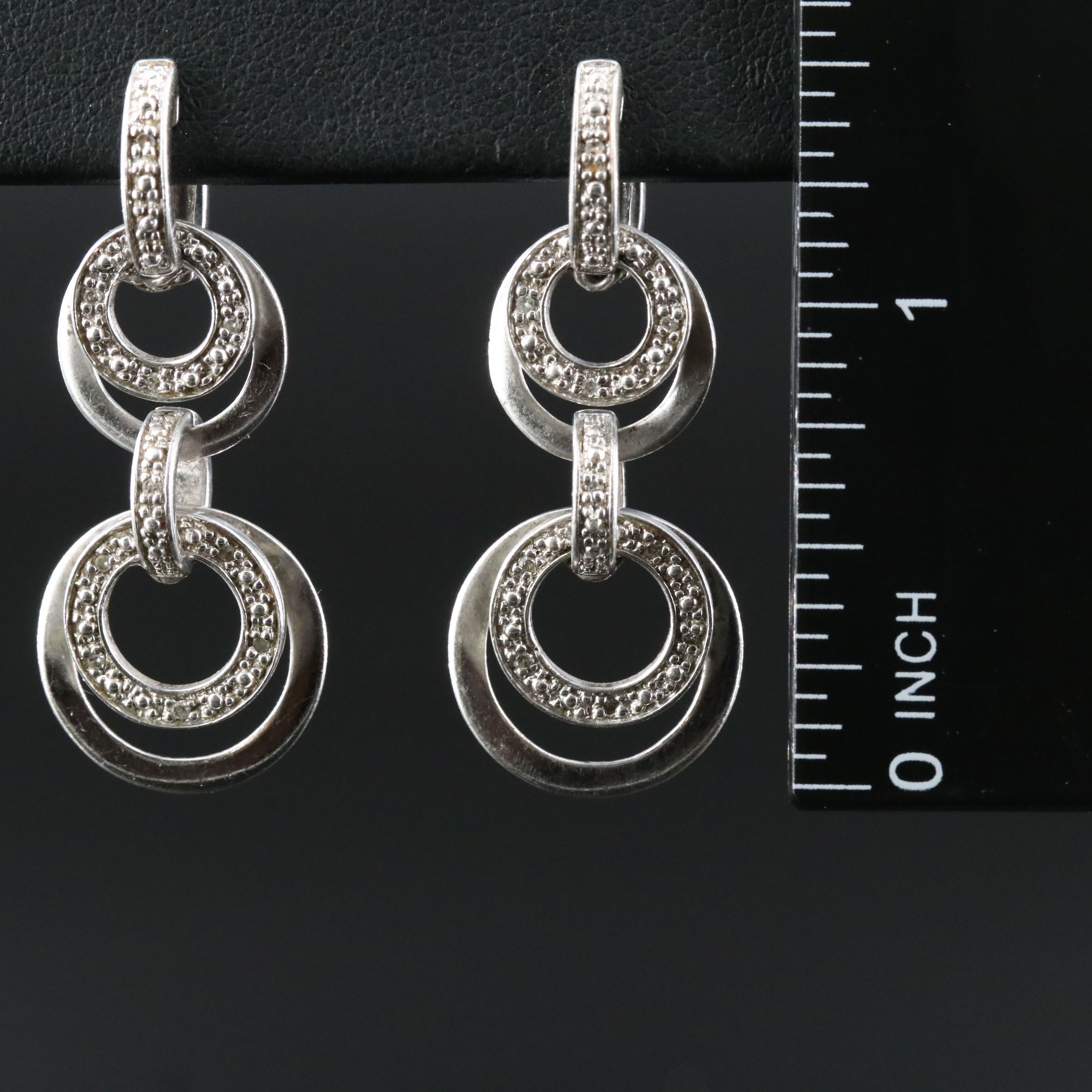 Sterling Diamond Circle Earrings