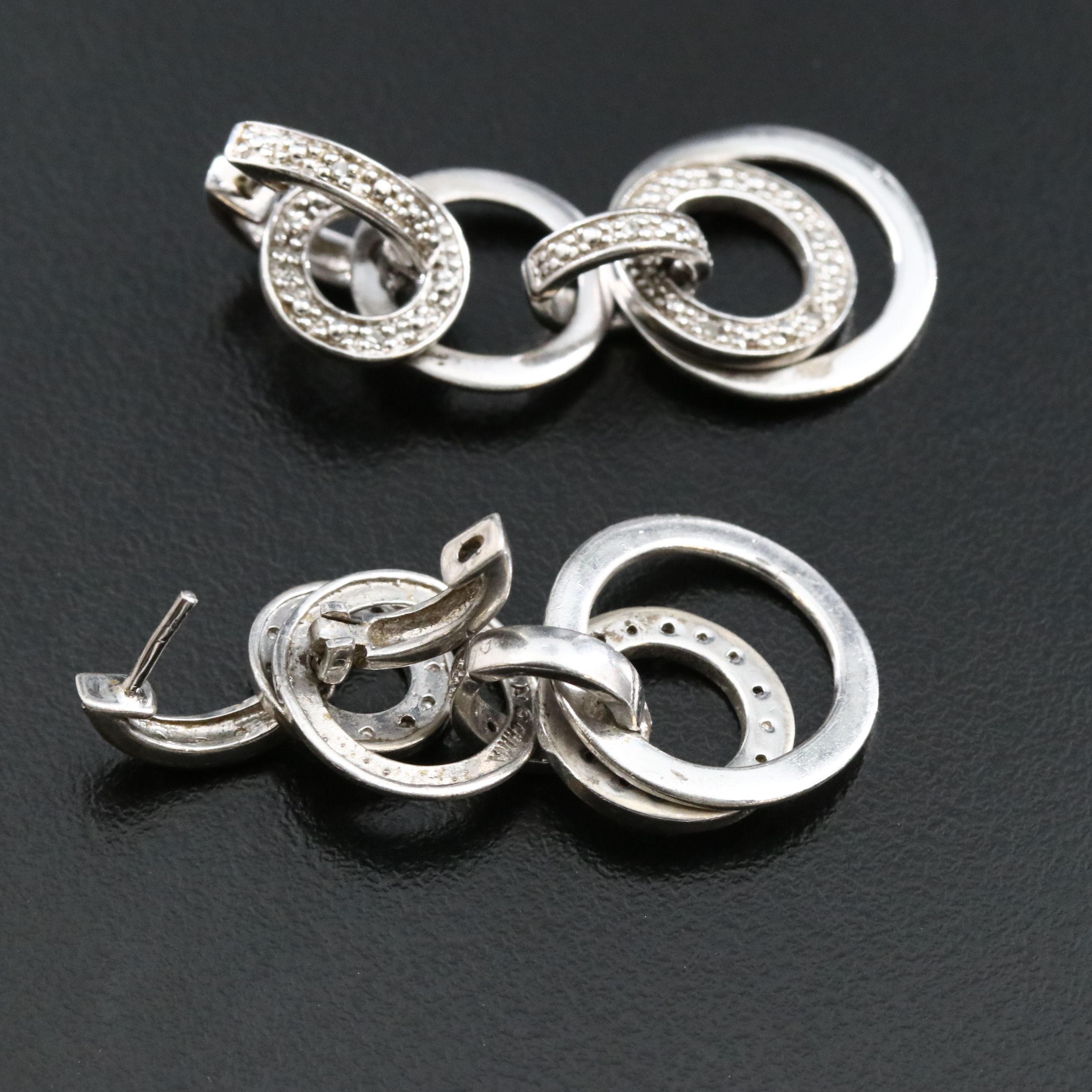 Sterling Diamond Circle Earrings