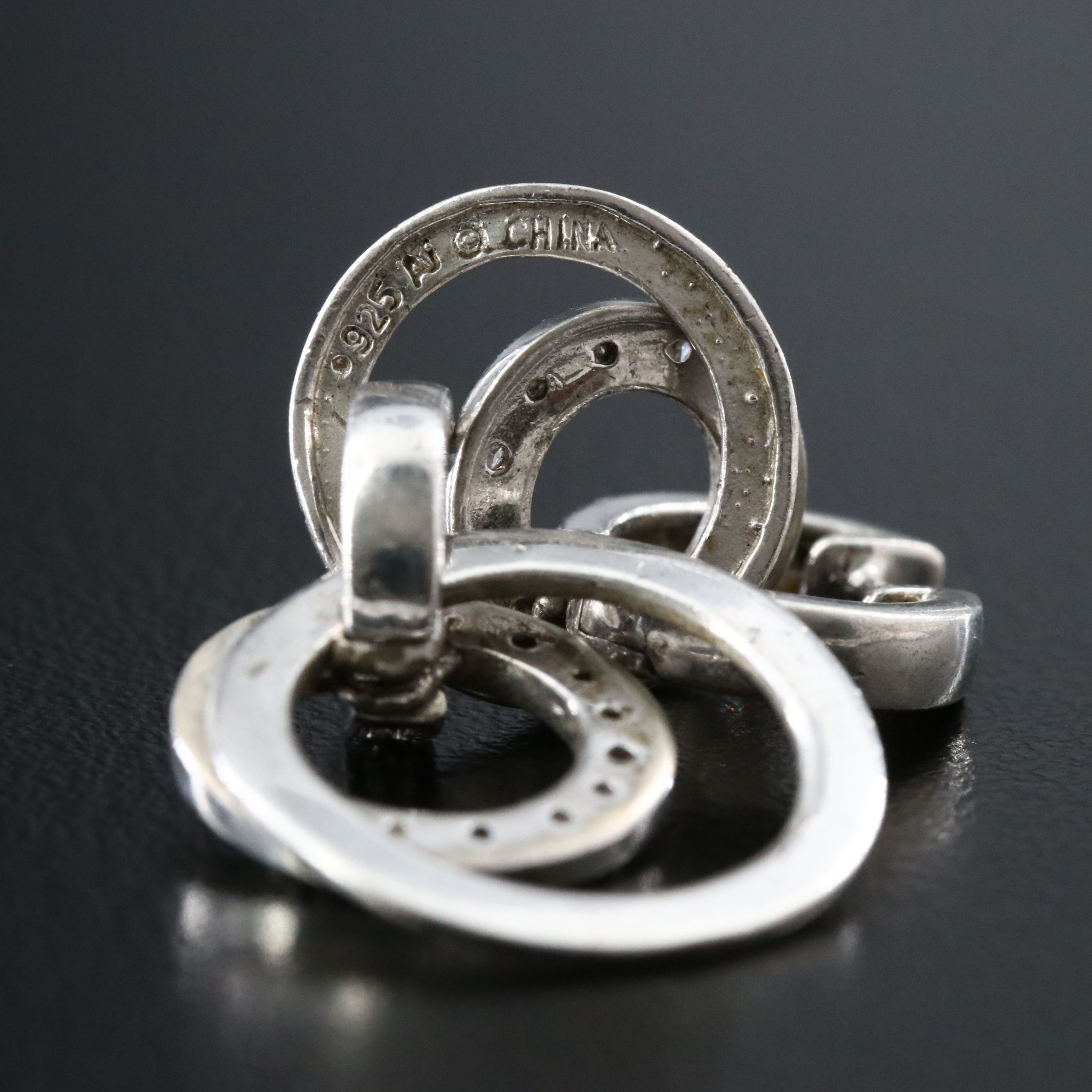 Sterling Diamond Circle Earrings
