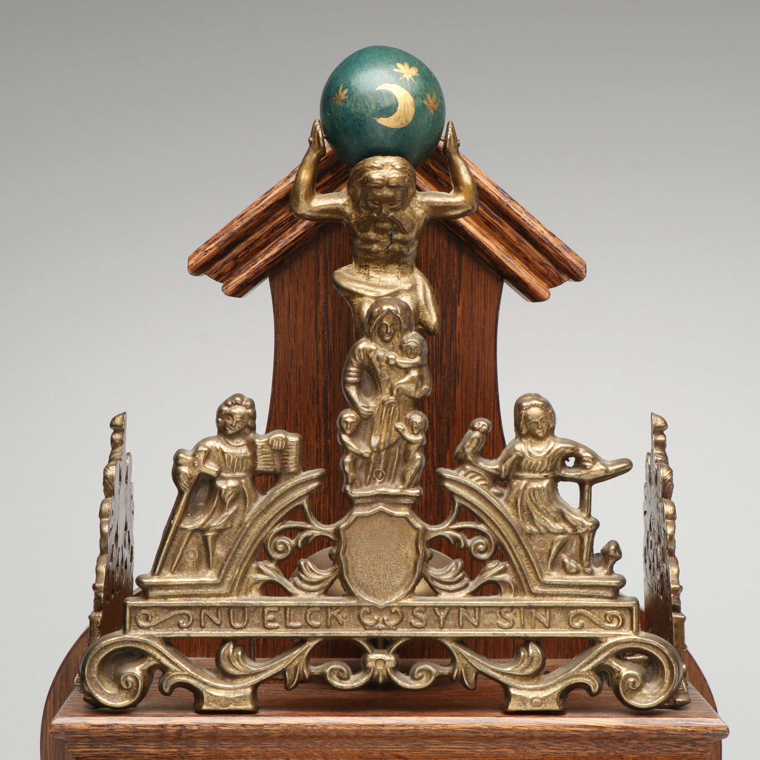 Franz Hermle Zaanse Wood Wall Clock with Brass Atlas Figure