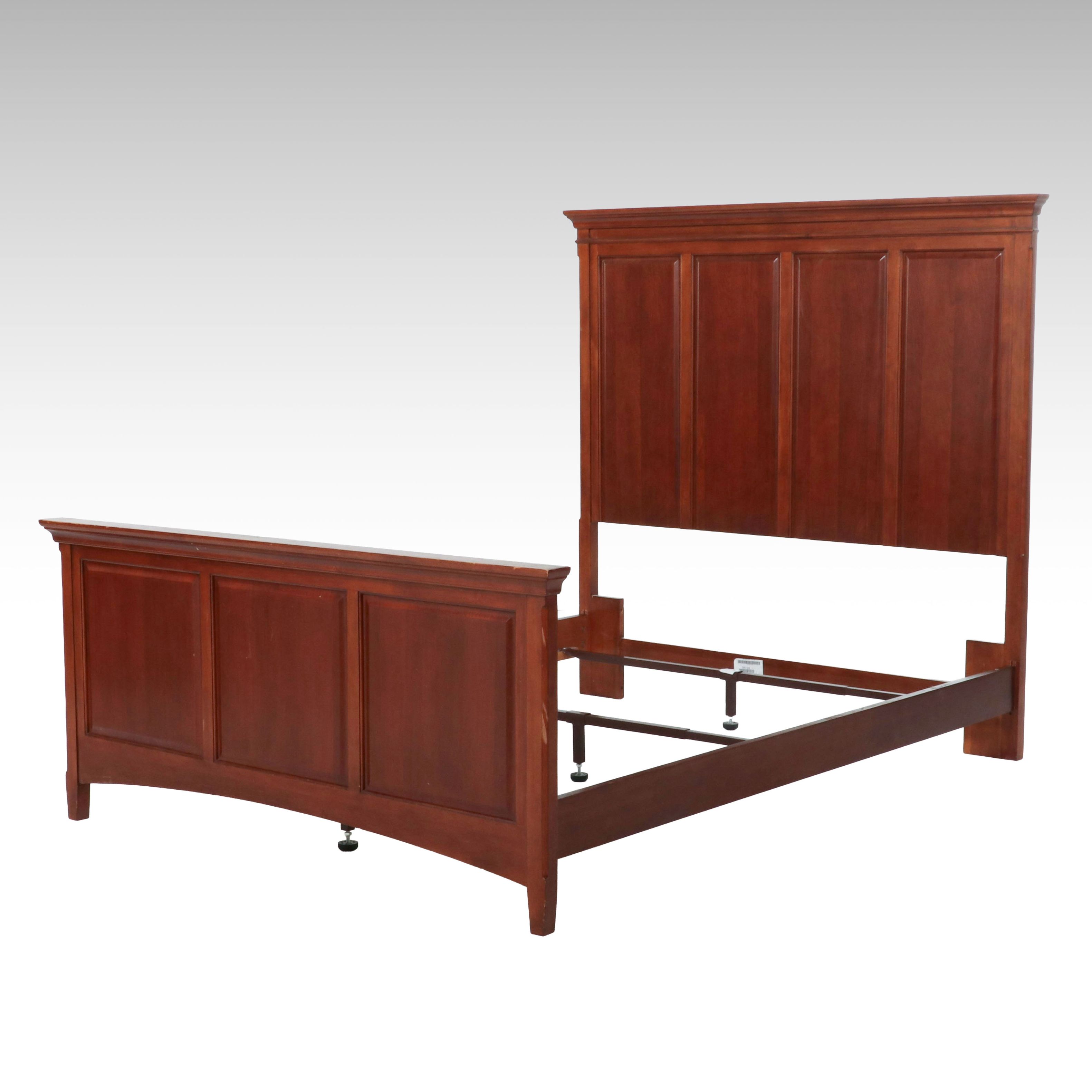 Cherry Panel Queen Size Bed Frame, Late 20th Century