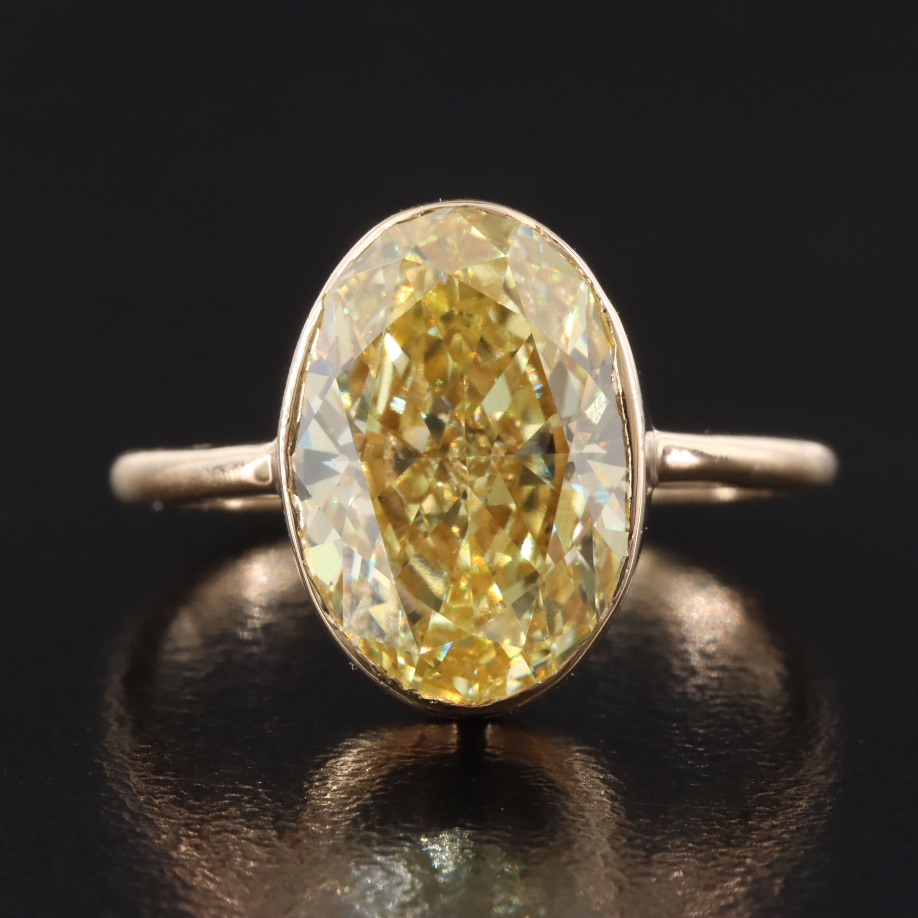18K 5.11 CT Lab Grown Fancy Intense Yellow Diamond Ring with IGI Report