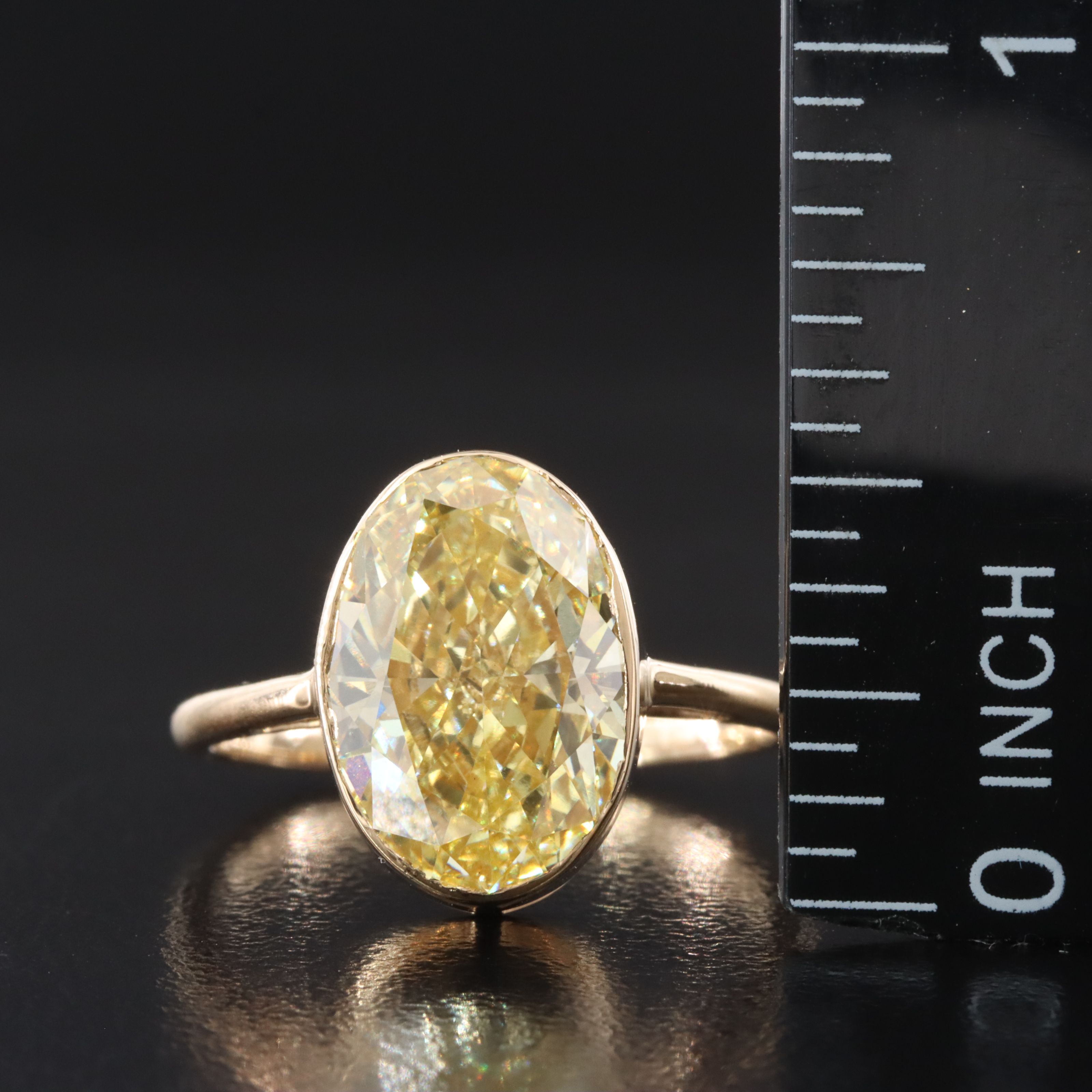 18K 5.11 CT Lab Grown Fancy Intense Yellow Diamond Ring with IGI Report