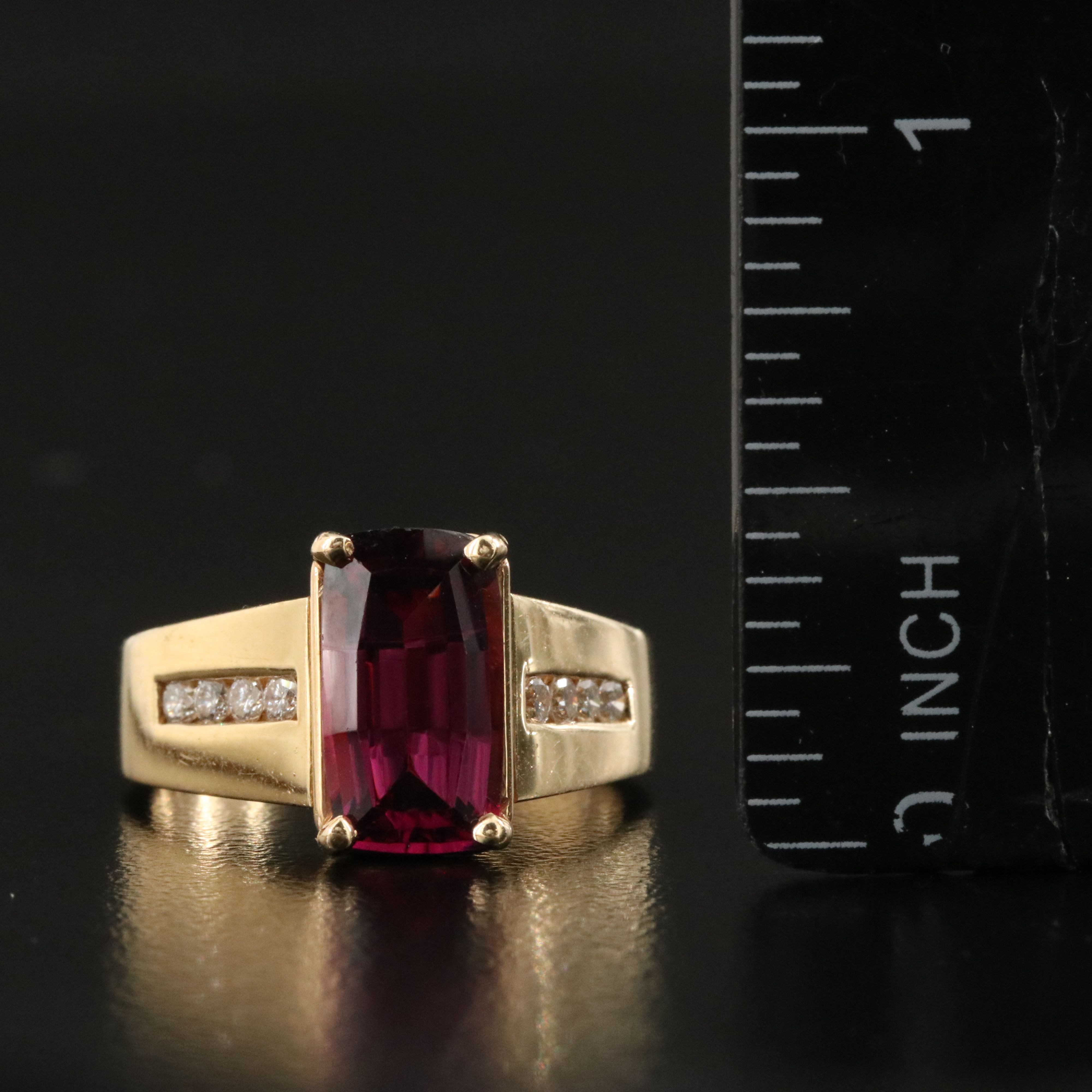 14K Garnet and Diamond Ring with GIA Report