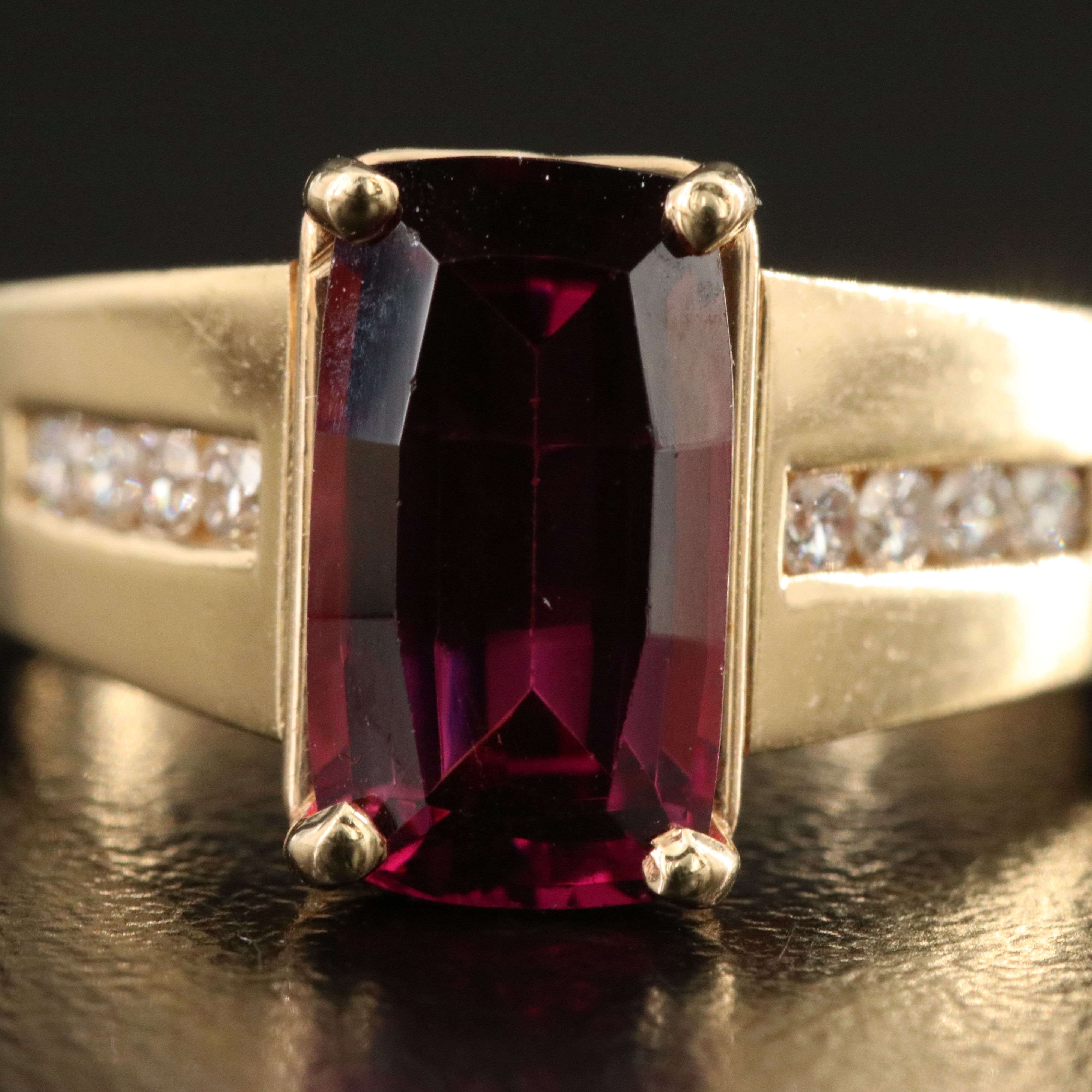 14K Garnet and Diamond Ring with GIA Report