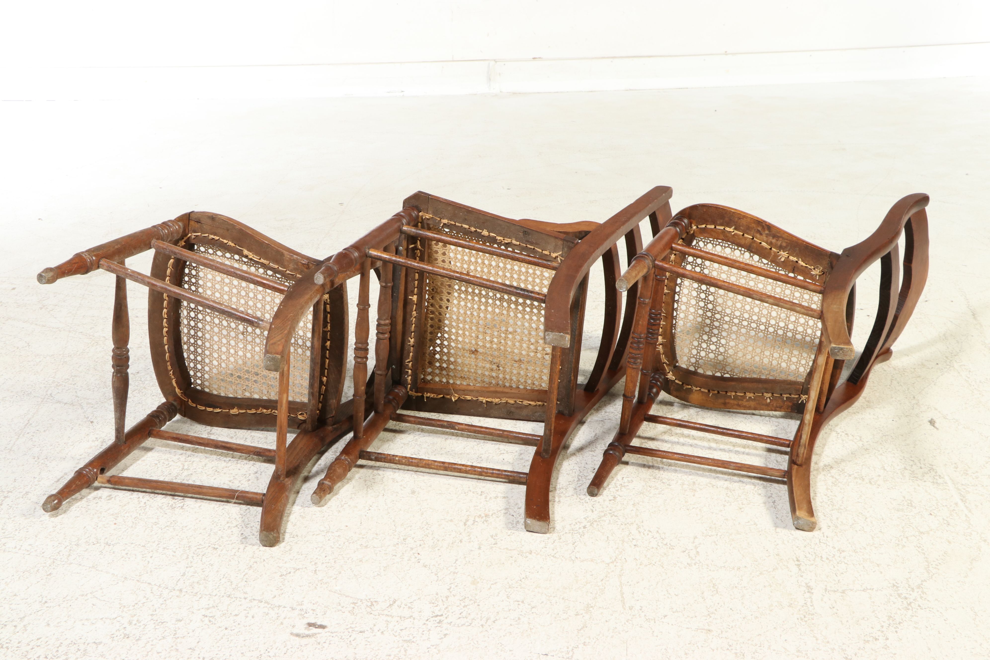 French Provincial Style and Other Walnut Side Chairs with Caned Seats