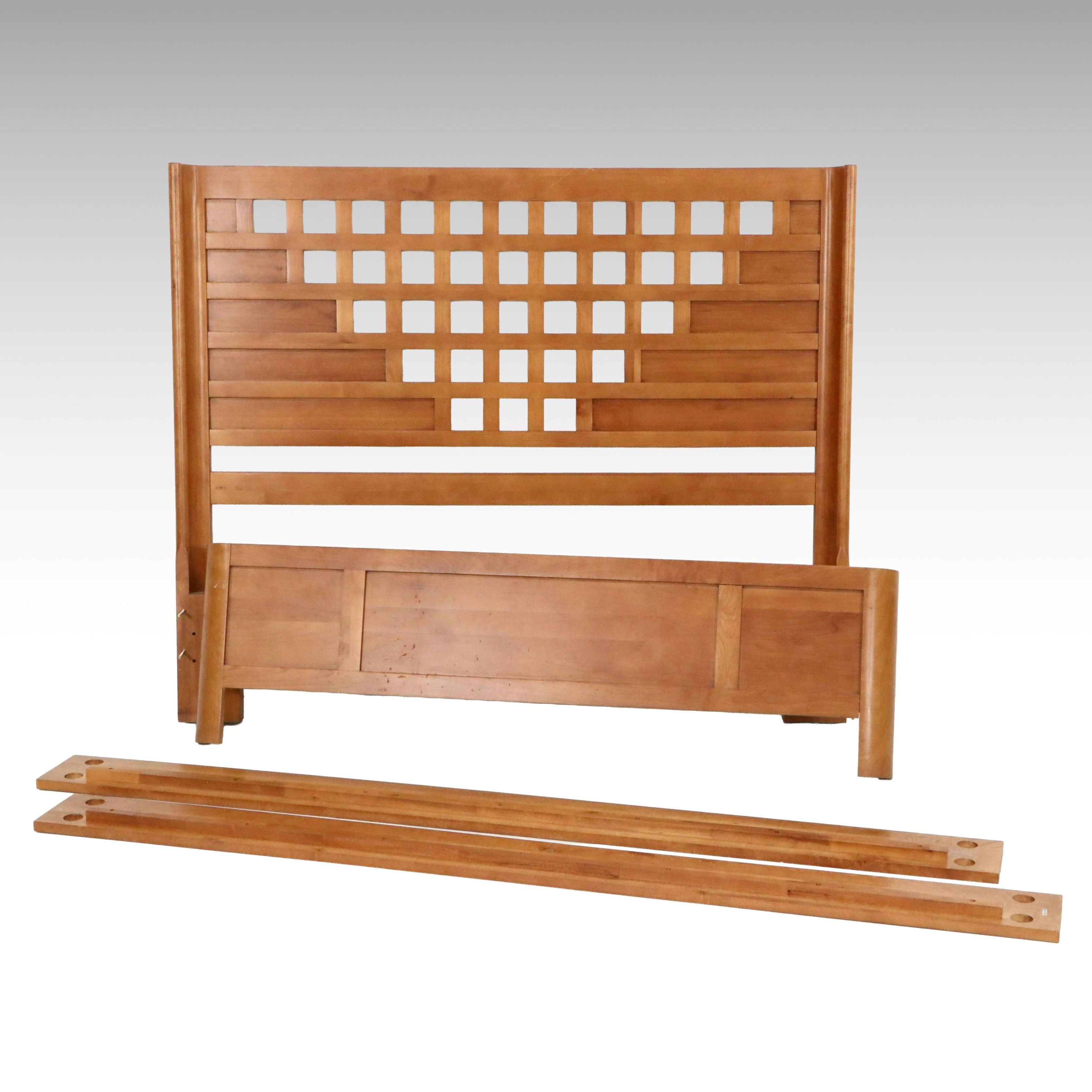 Kincaid Contemporary Cherry Finish Queen Size Lattice Bed Frame