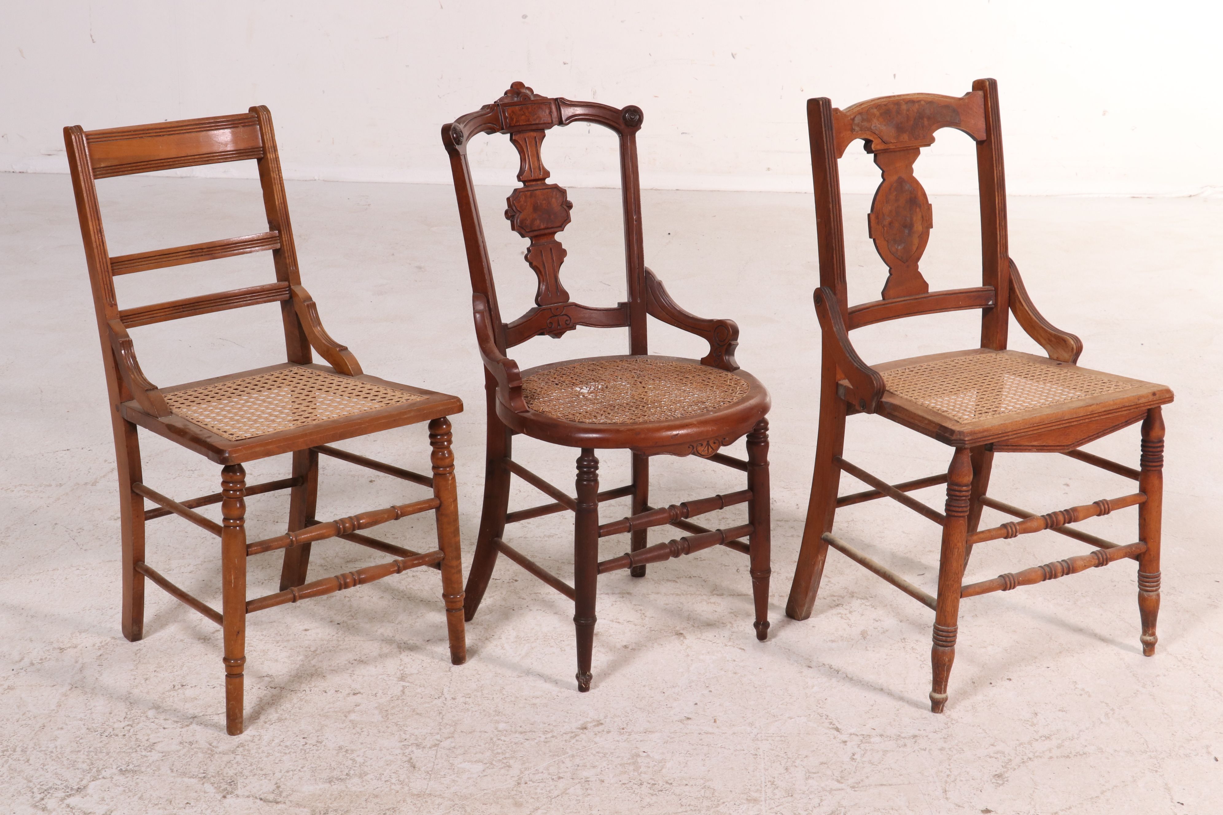 Five Victorian Cane Seat Side Chairs, Late 19th Century
