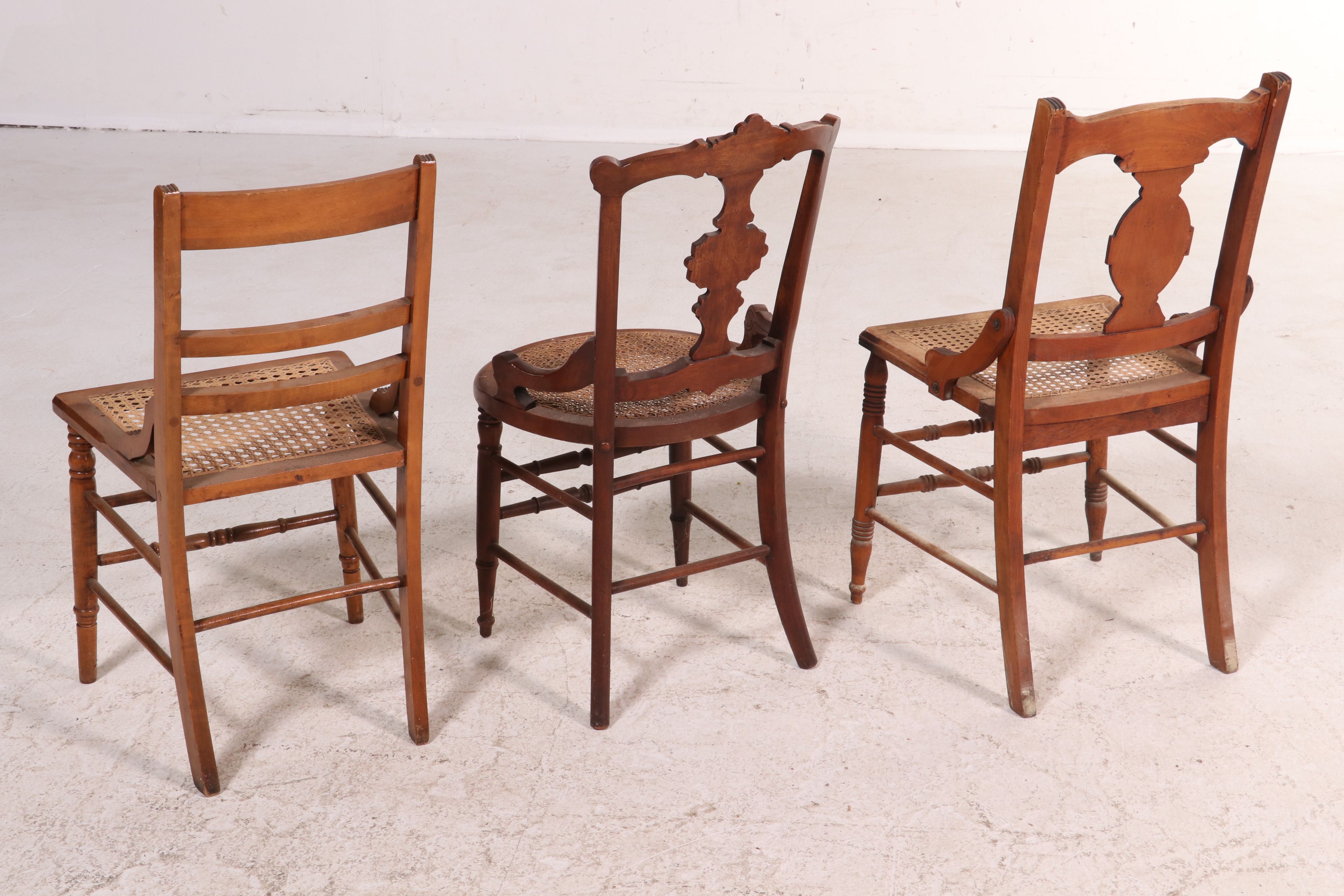 Five Victorian Cane Seat Side Chairs, Late 19th Century