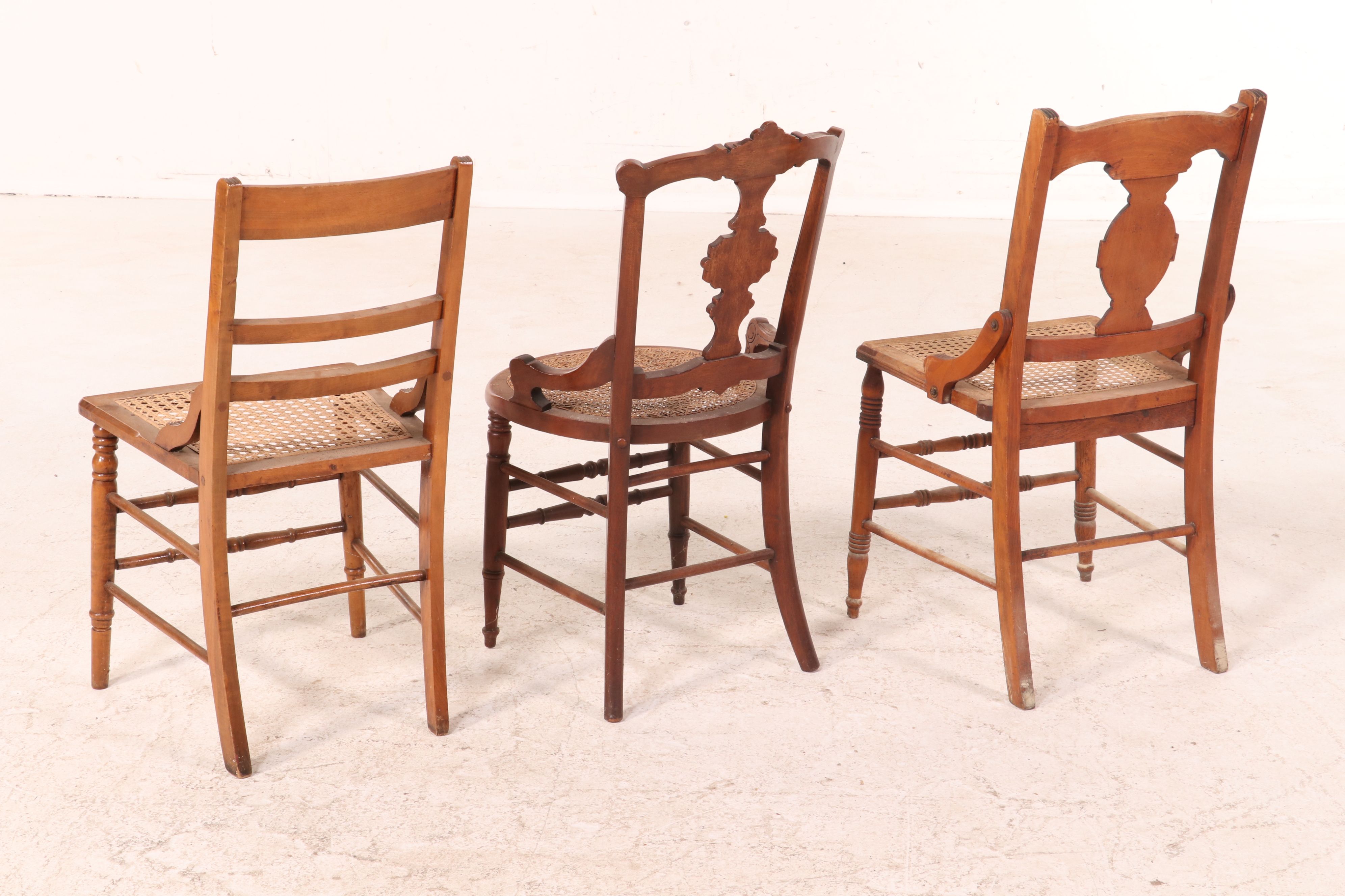 Five Victorian Cane Seat Side Chairs, Late 19th Century