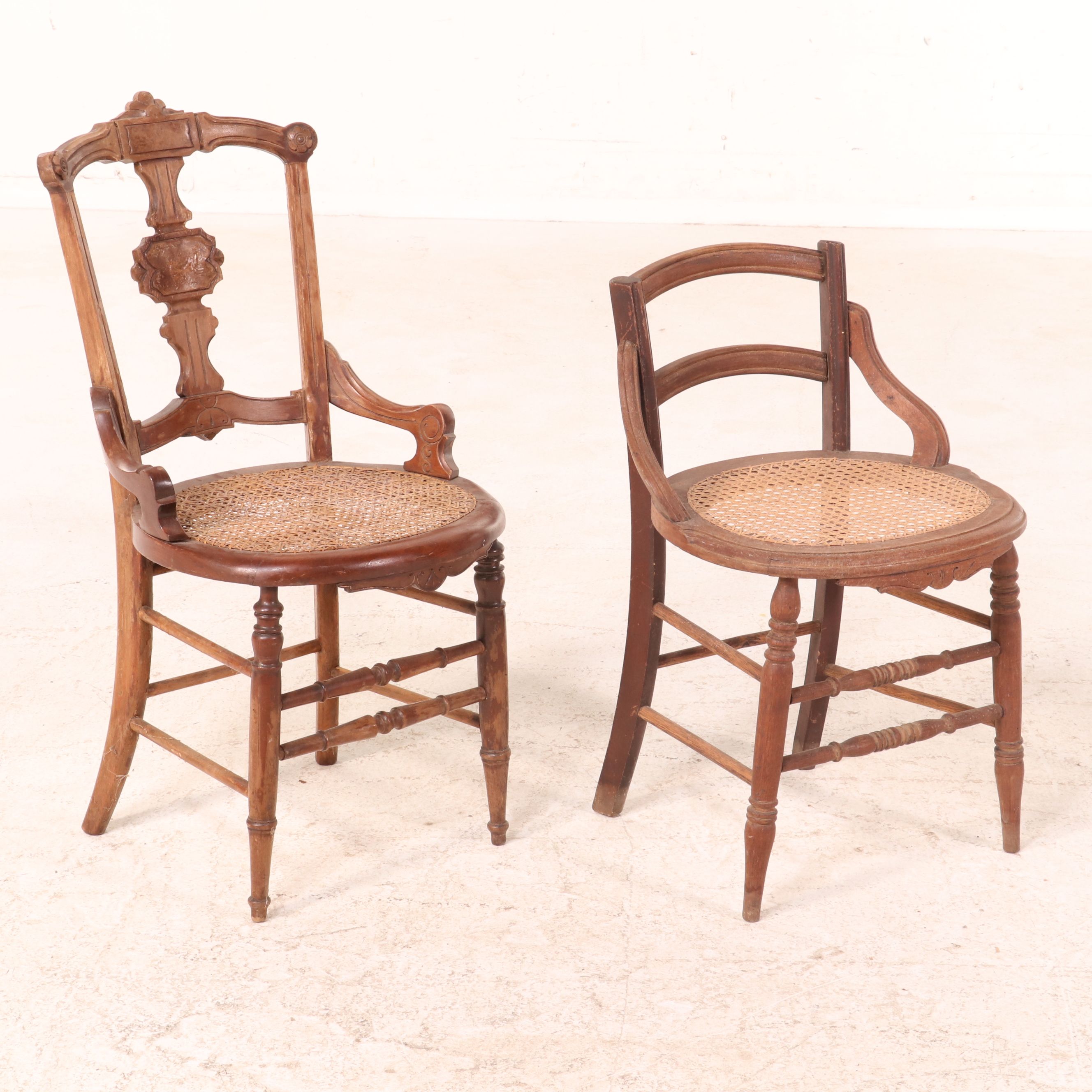 Five Victorian Cane Seat Side Chairs, Late 19th Century