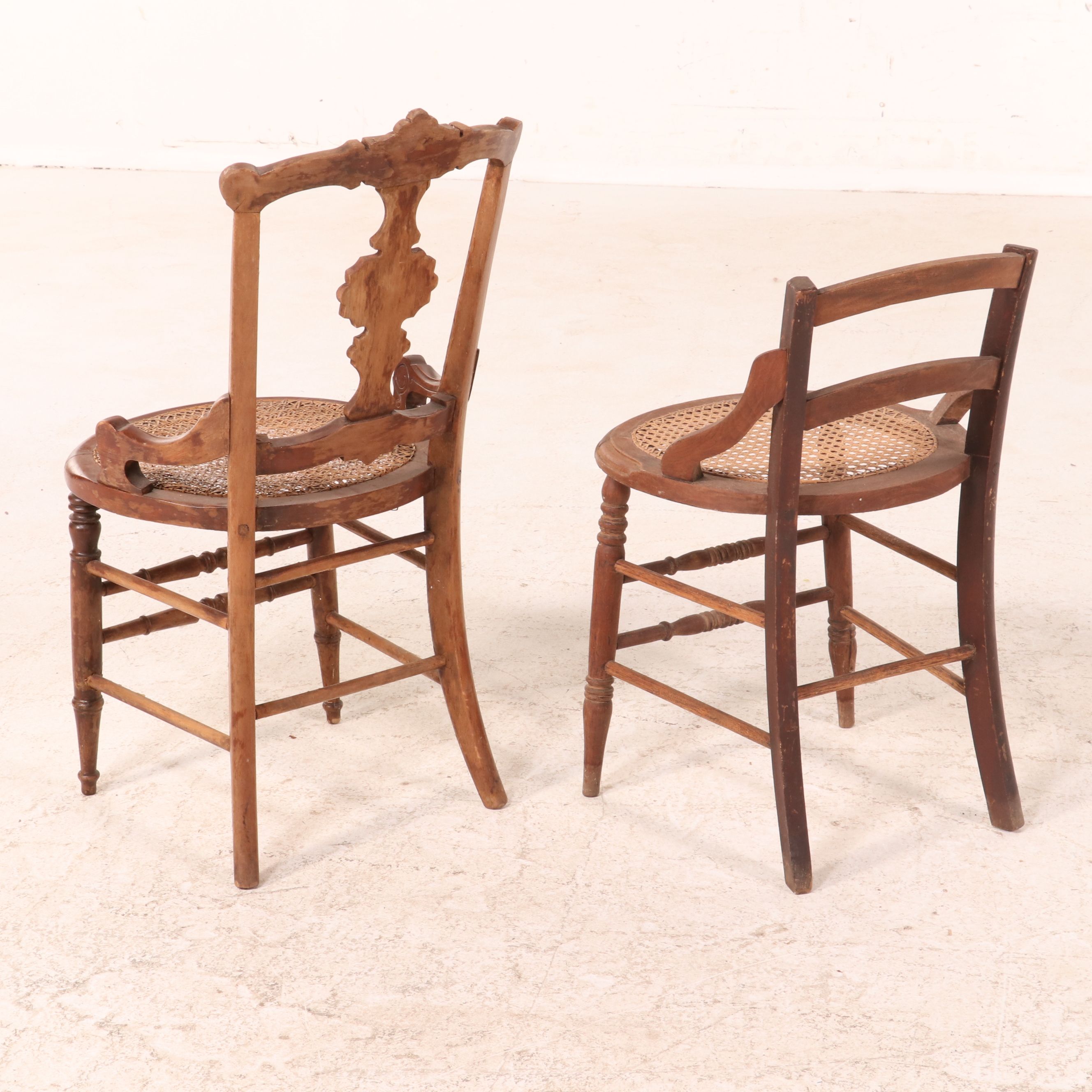 Five Victorian Cane Seat Side Chairs, Late 19th Century