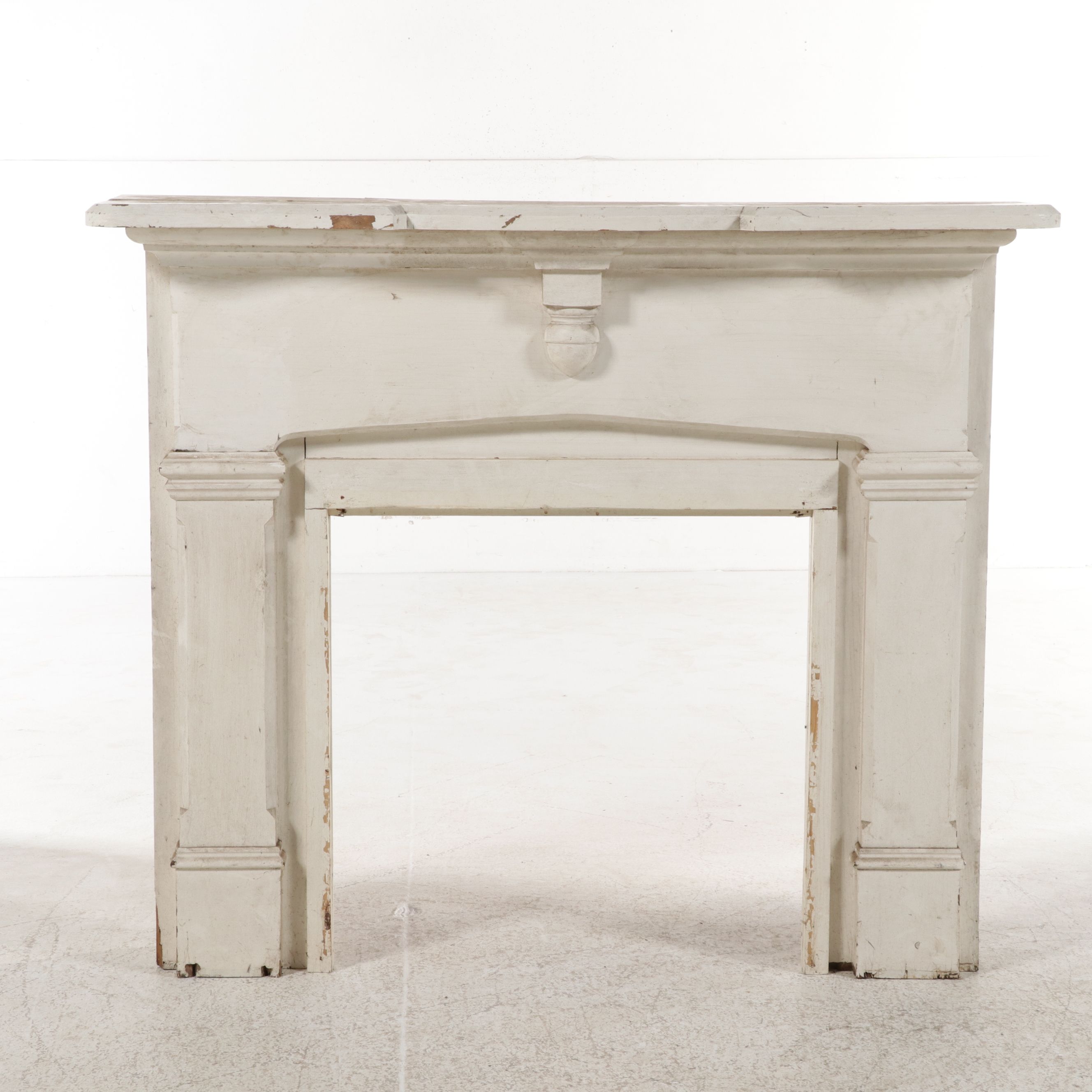 Salvaged Greek Revival Style Painted Wood Mantel Surround