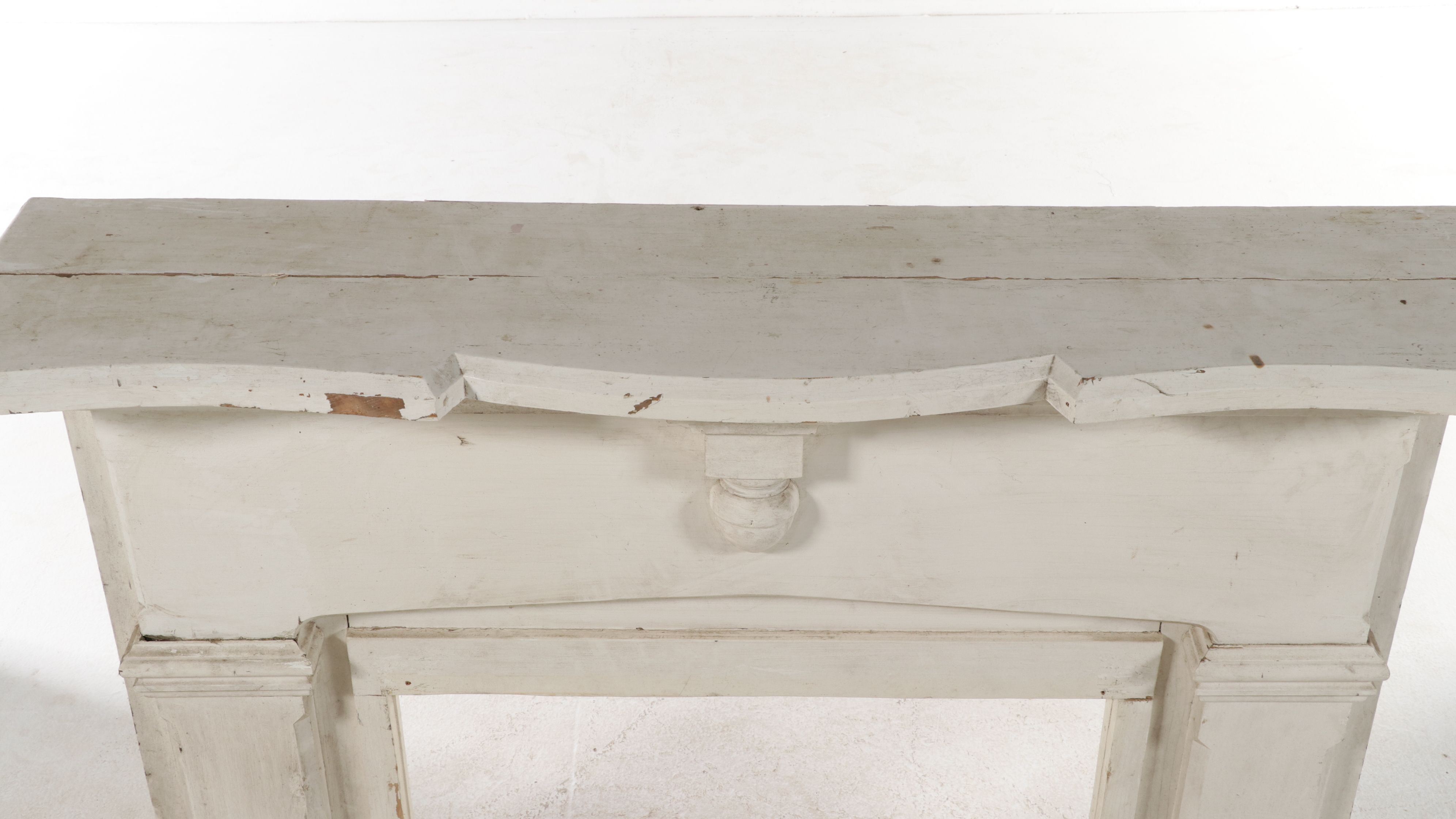 Salvaged Greek Revival Style Painted Wood Mantel Surround