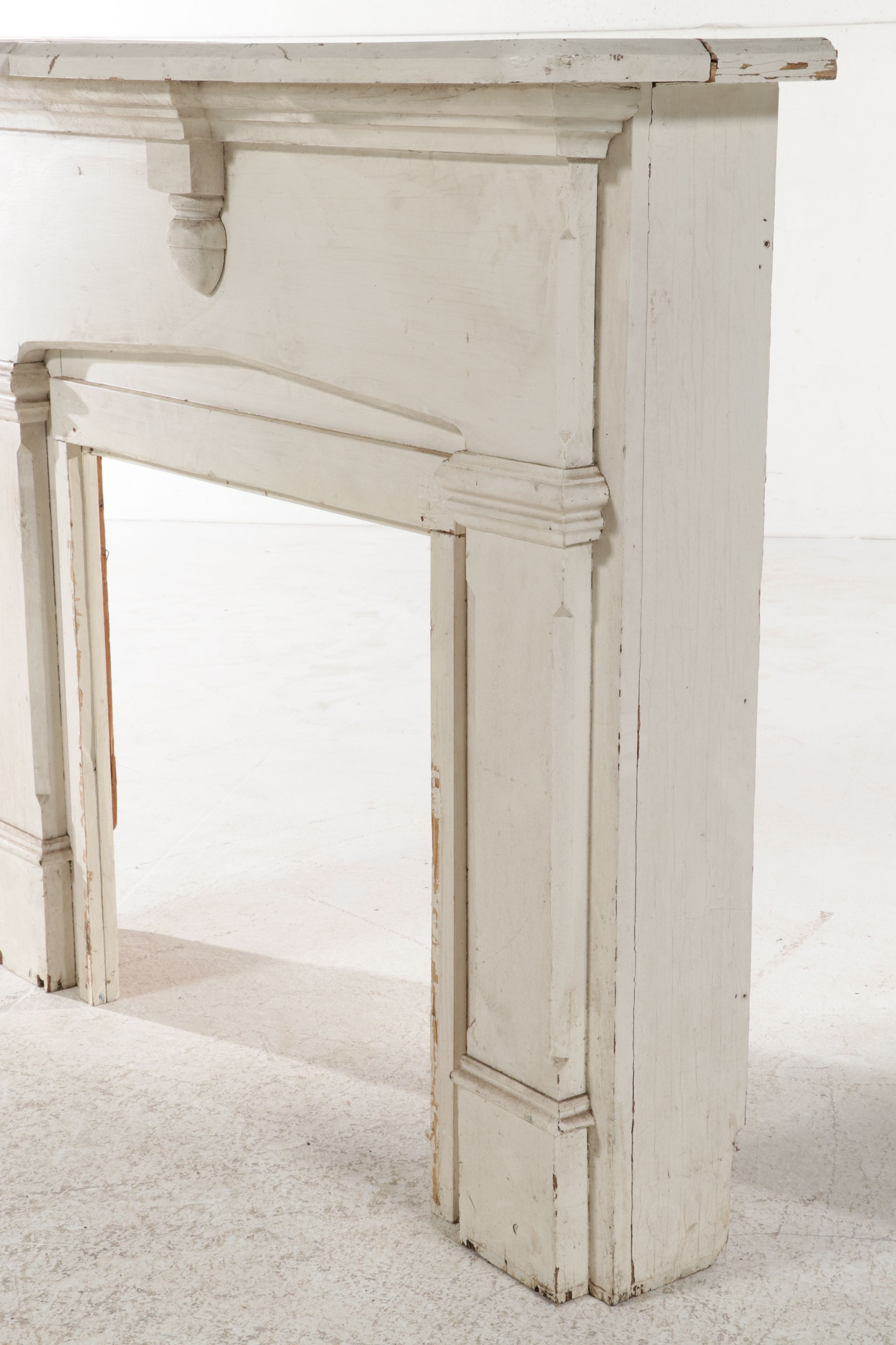 Salvaged Greek Revival Style Painted Wood Mantel Surround