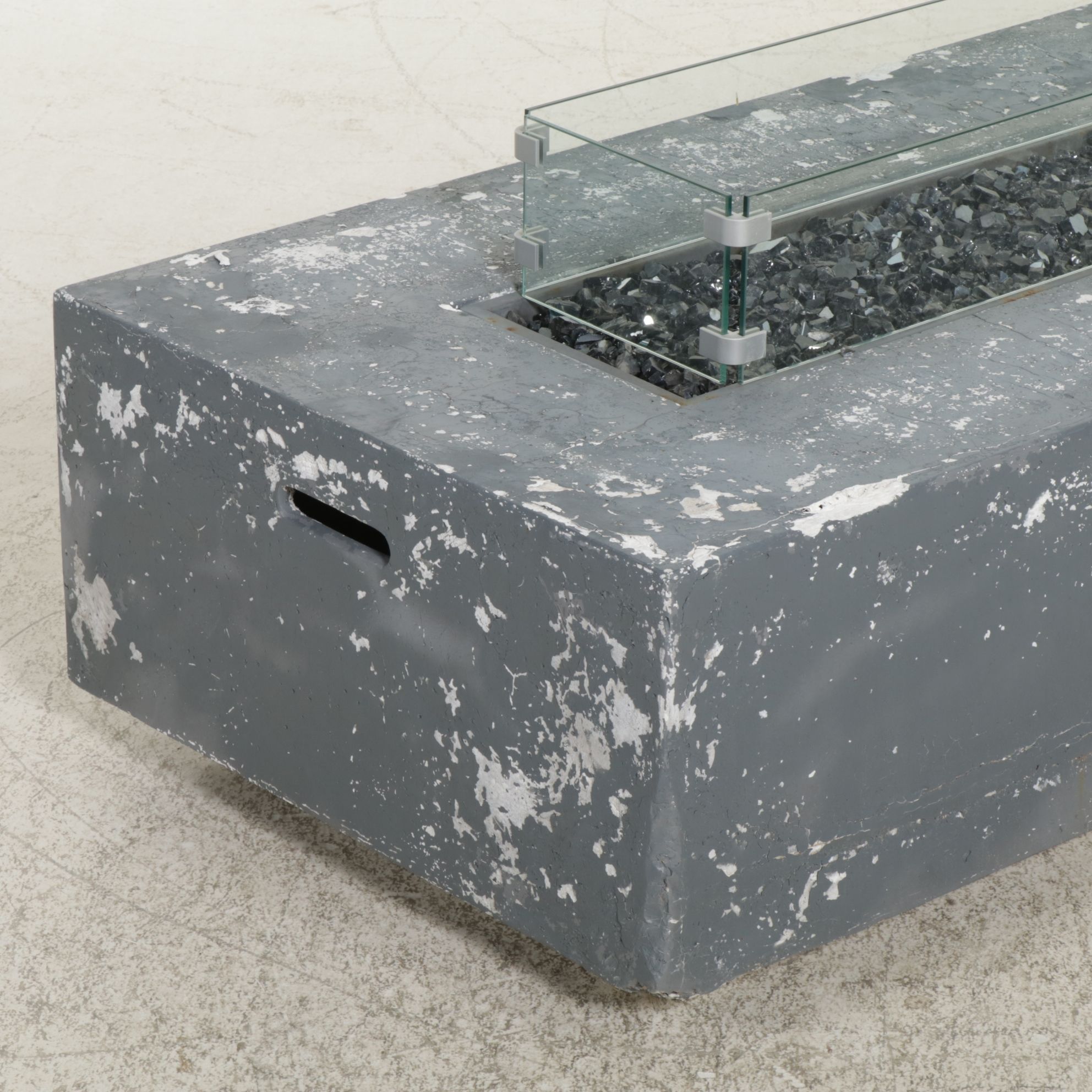 Cast Concrete Propane Fire Pit Patio Table, 21st Century