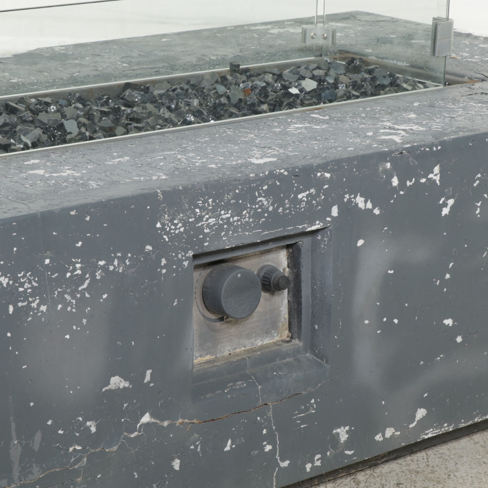 Cast Concrete Propane Fire Pit Patio Table, 21st Century