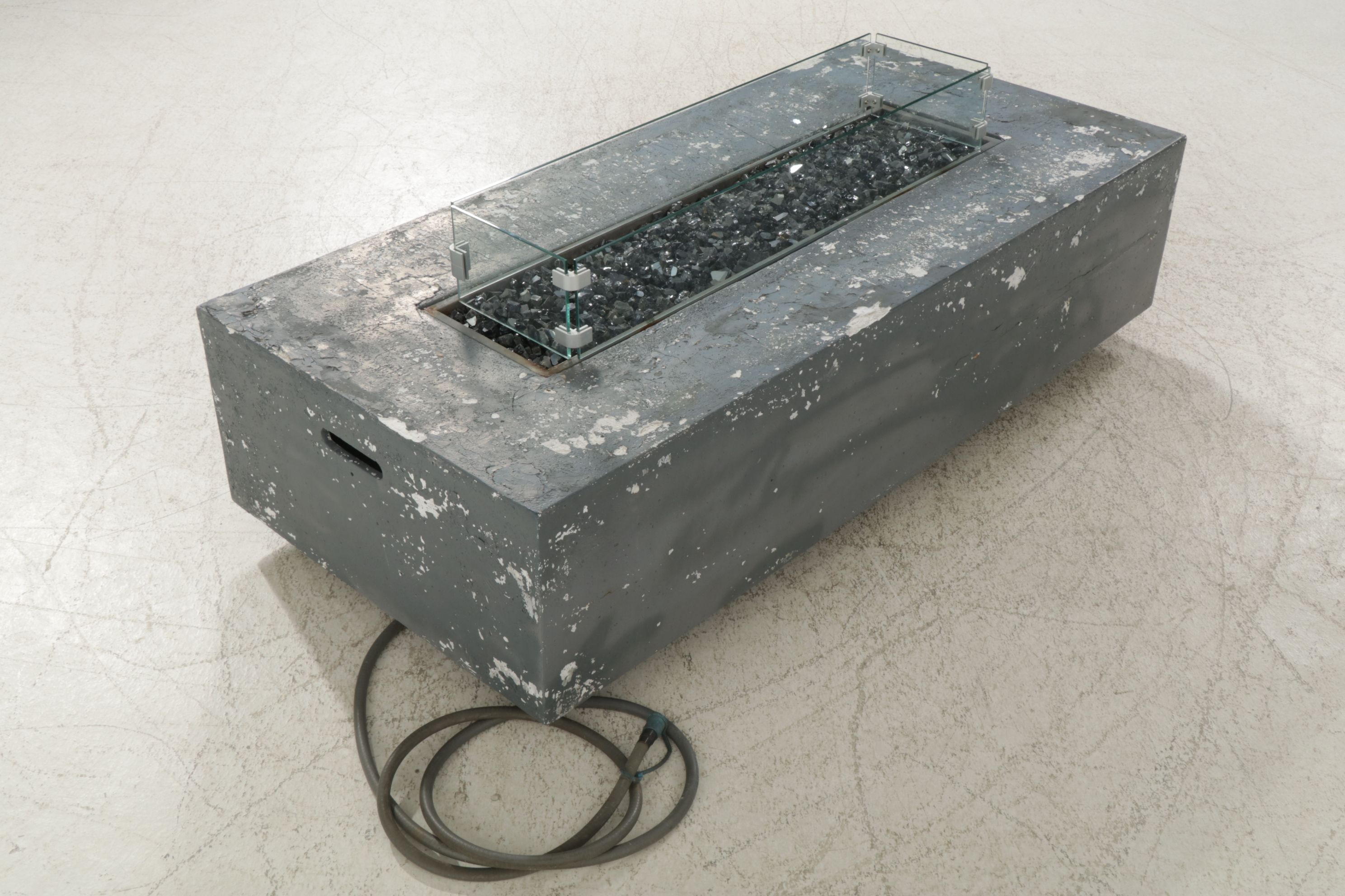 Cast Concrete Propane Fire Pit Patio Table, 21st Century