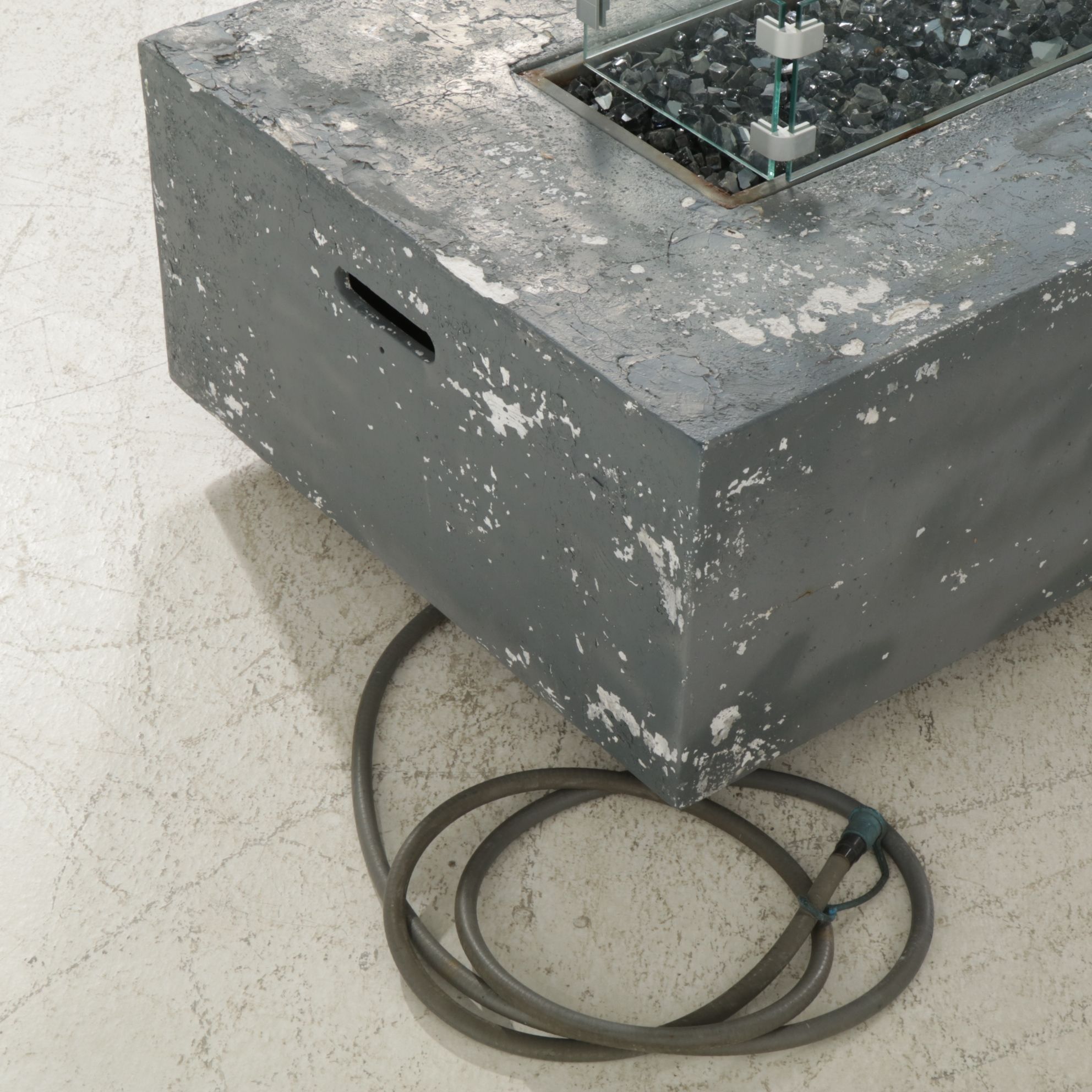 Cast Concrete Propane Fire Pit Patio Table, 21st Century