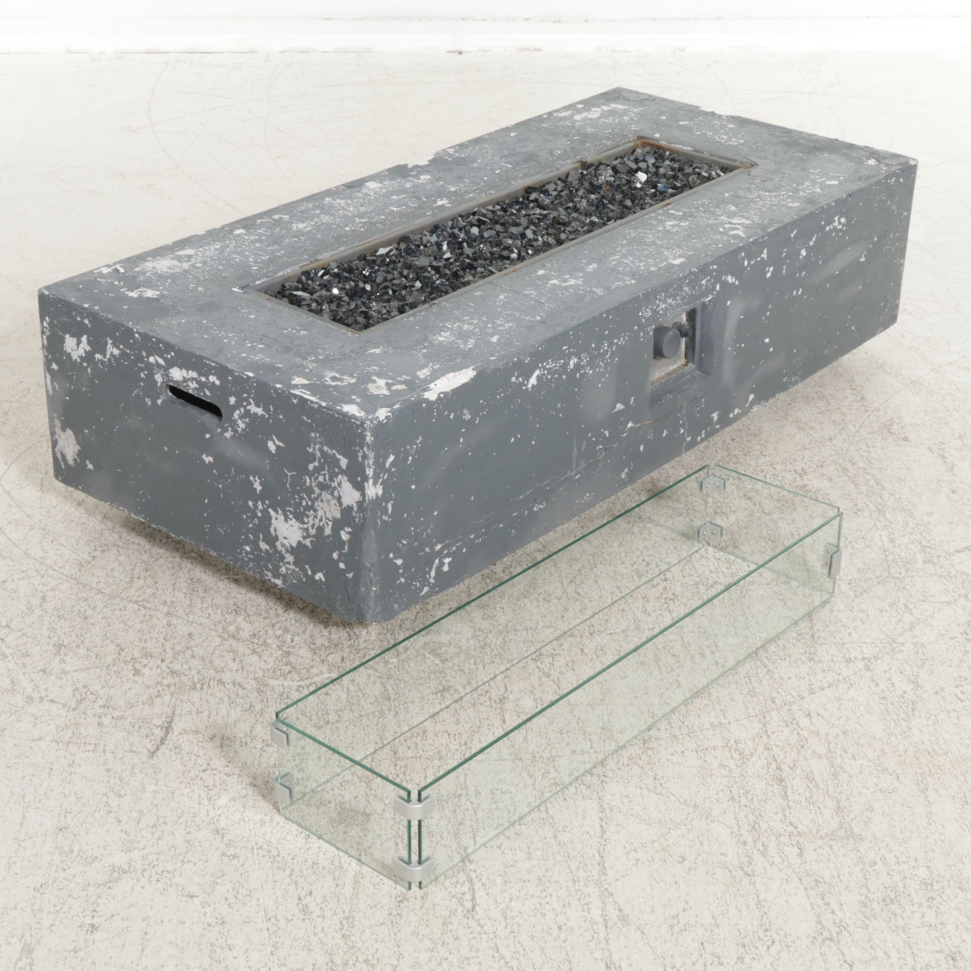 Cast Concrete Propane Fire Pit Patio Table, 21st Century