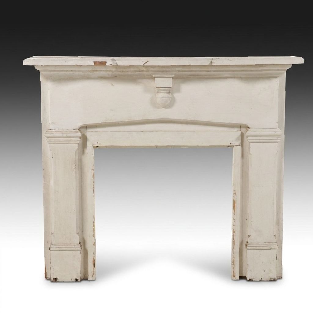 Salvaged Greek Revival Style Painted Wood Mantel Surround
