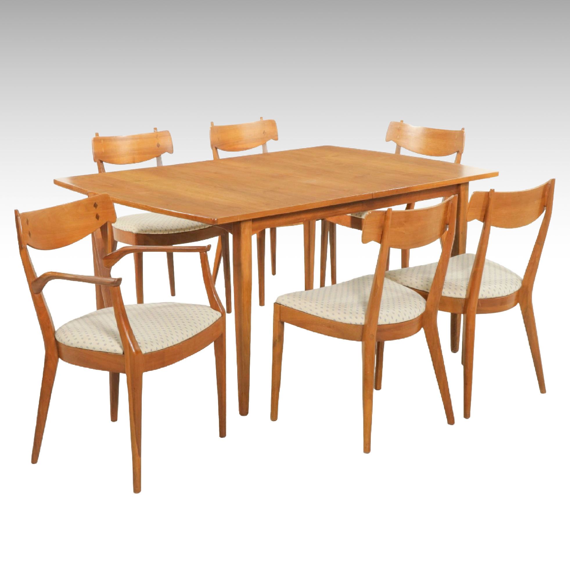 Kipp Stewart for Drexel "Declaration" Dining Table and Six Chairs
