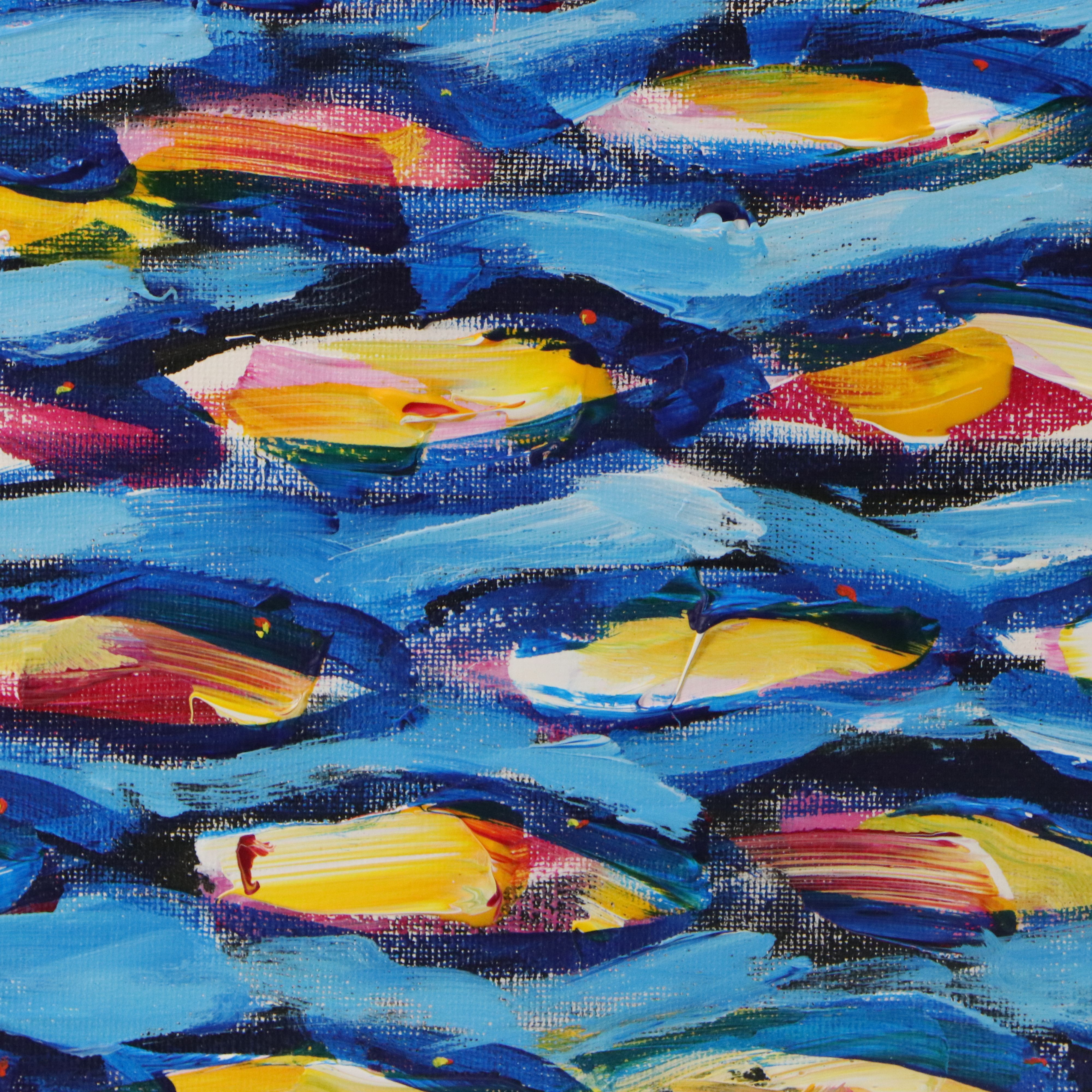 Elle Raines Acrylic Painting " School of Sardines," 21st Century