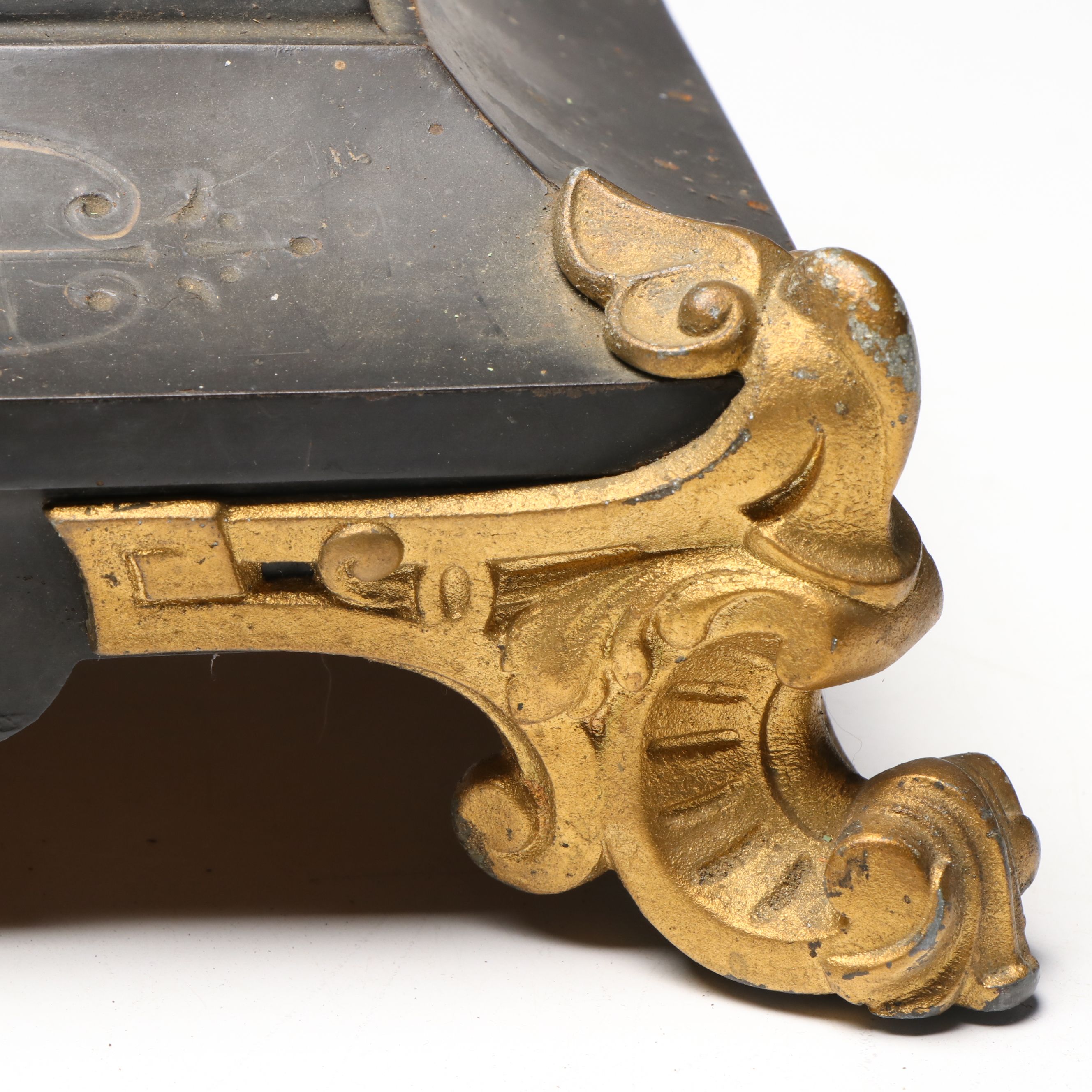 Ansonia Antique Gold Gilt Mantel Clock with Neoclassical Style Figure
