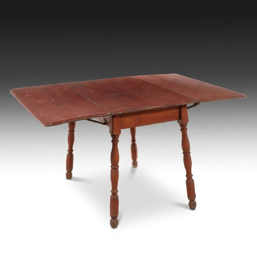 American Primitive Red Painted Drop-Leaf Table, 19th Century | EBTH