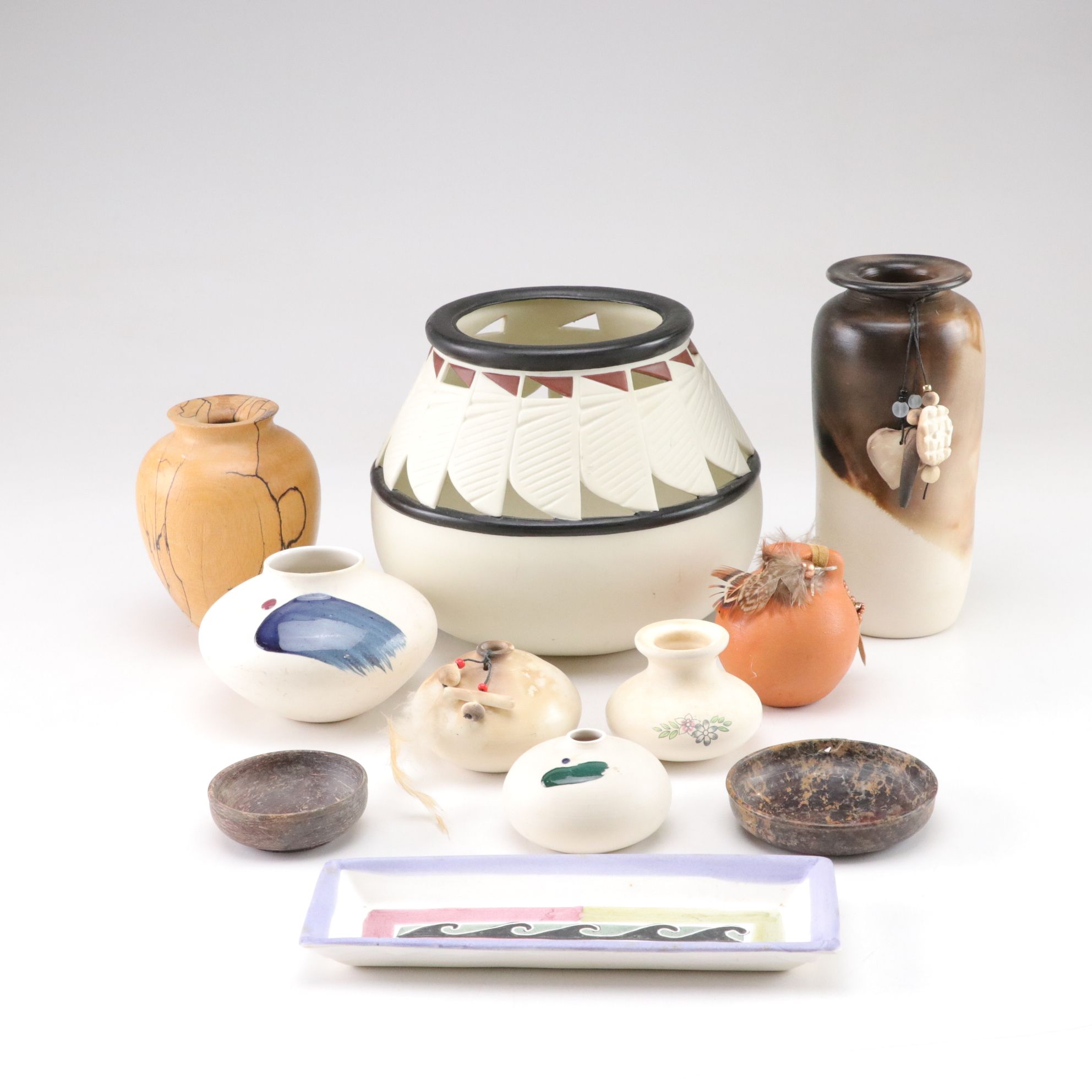 Partylite Native American Style Candle Holder with Handmade Pottery