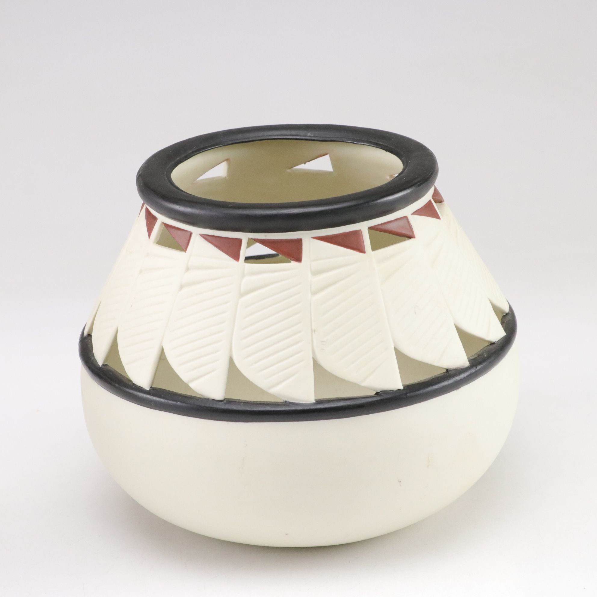 Partylite Native American Style Candle Holder with Handmade Pottery