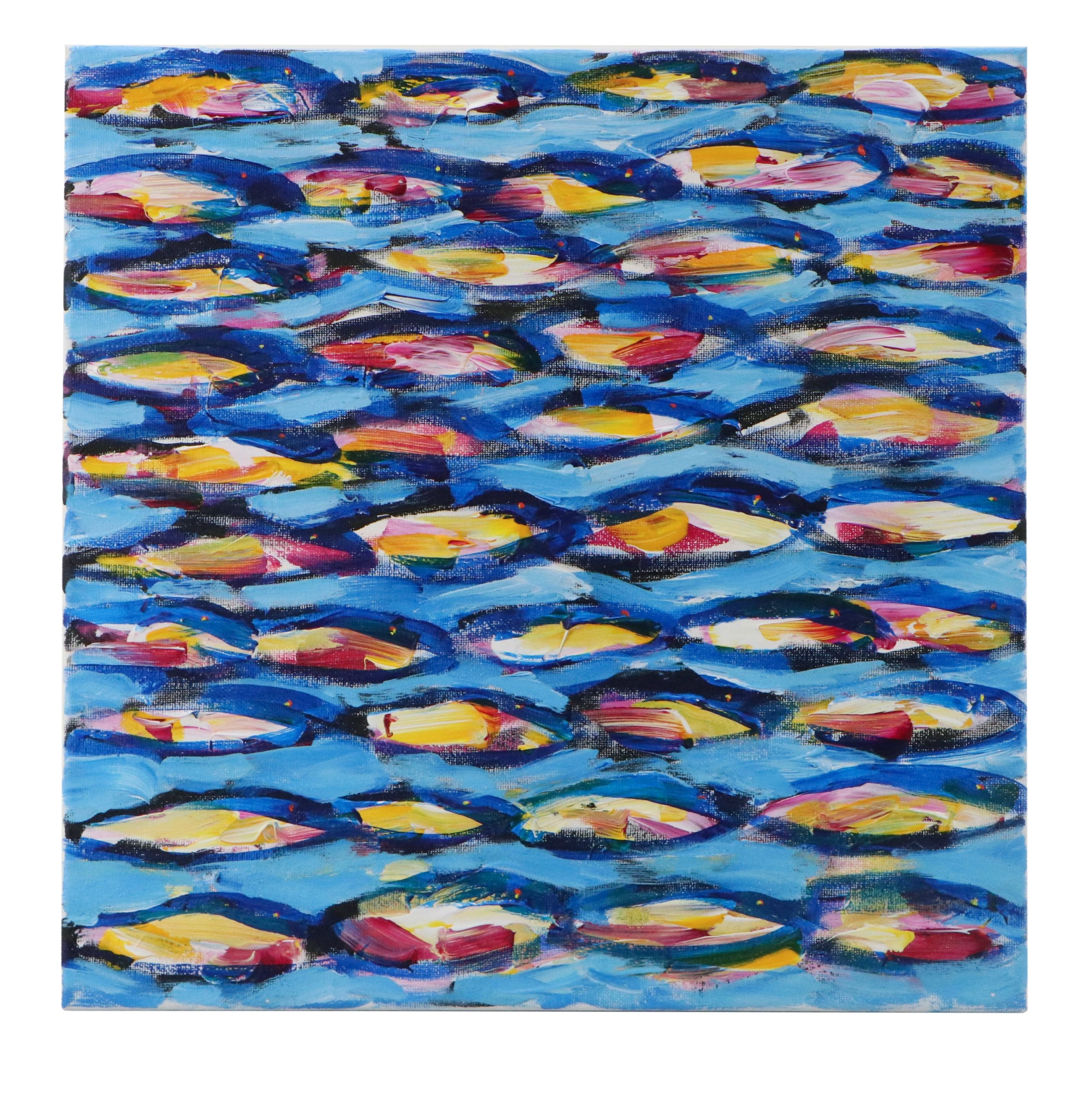 Elle Raines Acrylic Painting " School of Sardines," 21st Century