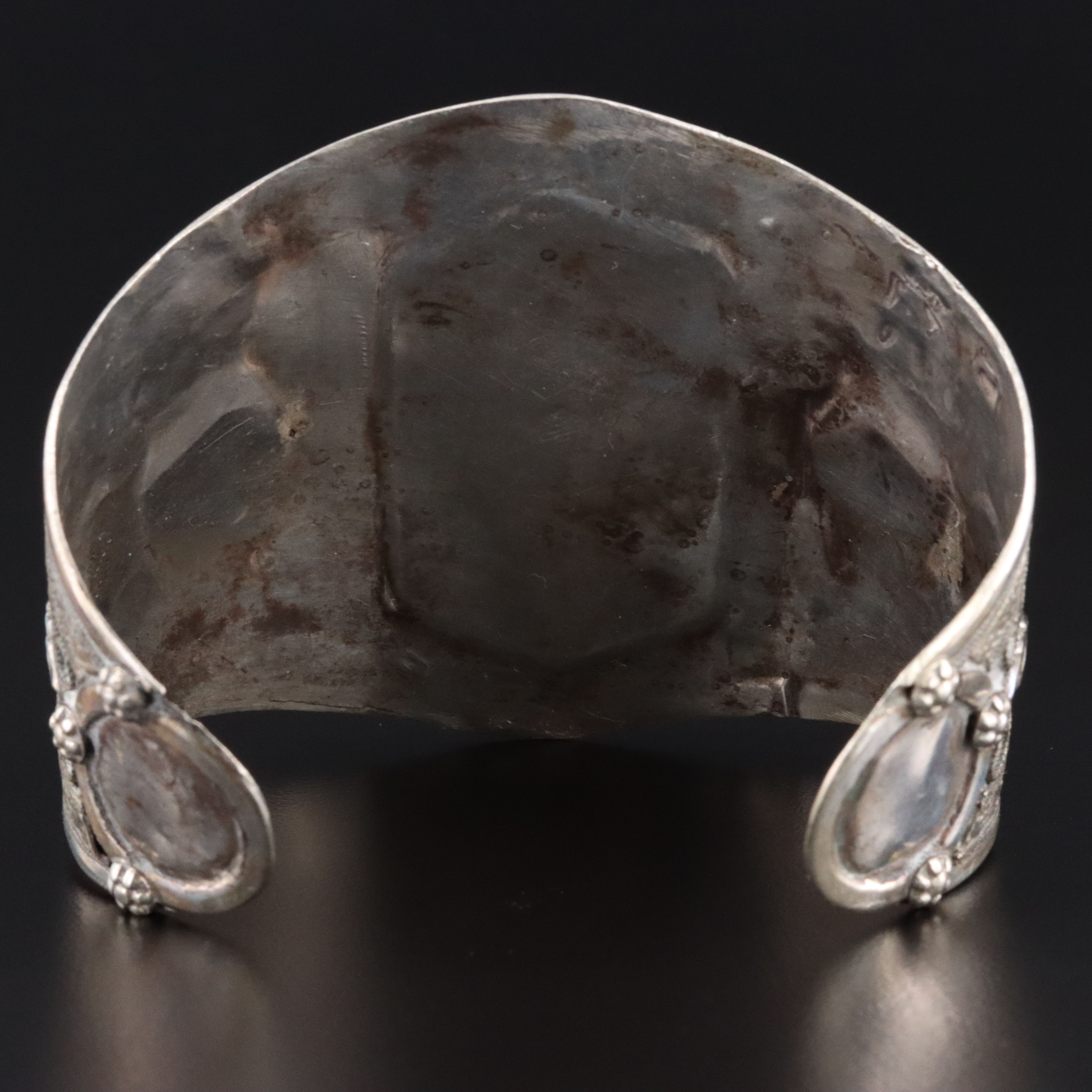 Turkmen Style Sterling Carnelian Cuff