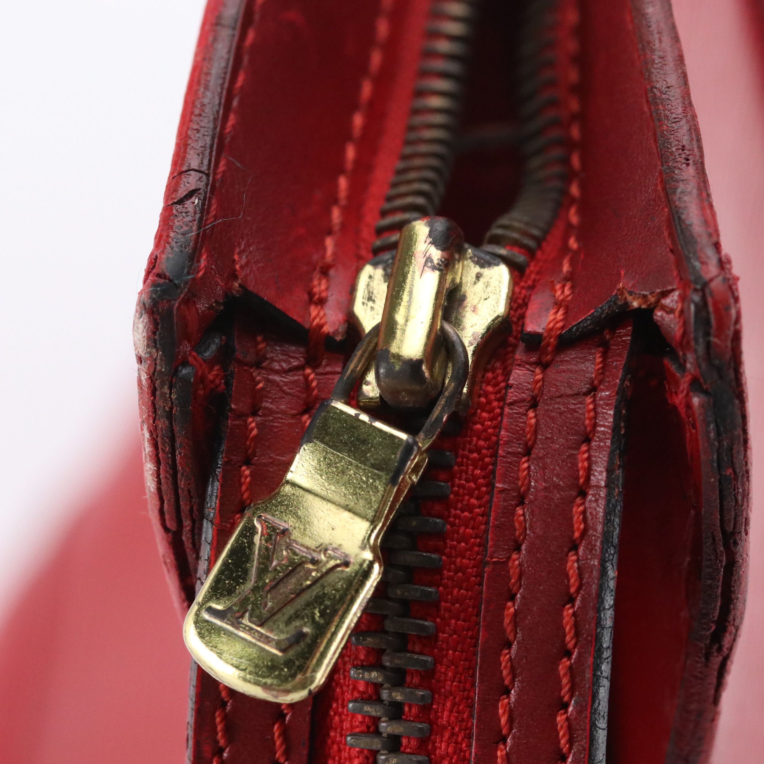 Louis Vuitton Saint Jacques GM Shoulder Bag in Red Epi and Smooth Leather